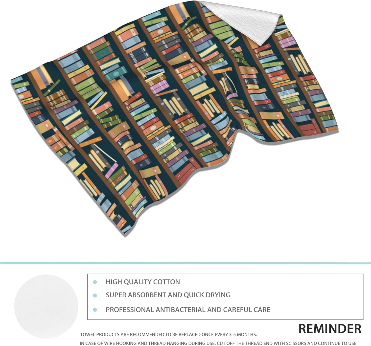 Book Hand Towels Set of 2 Soft Microfiber bath towels 28x14-inch