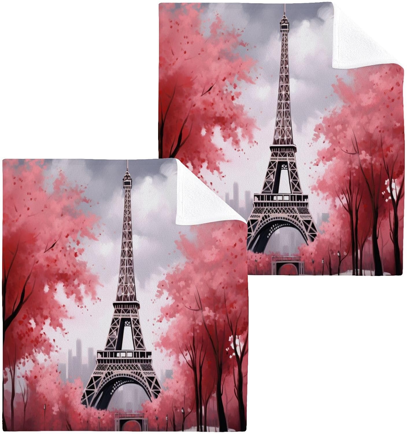 Eiffel Tower Washcloth Set Soft Absorbent for Baby Adults