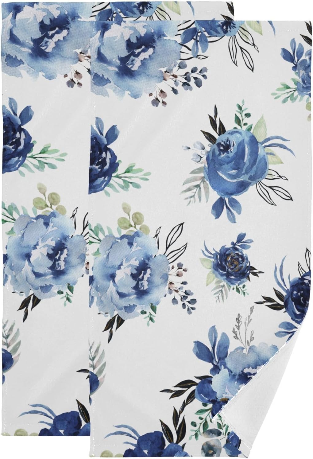 HUAZHIKOU Spring Navy Floral Hand Towels