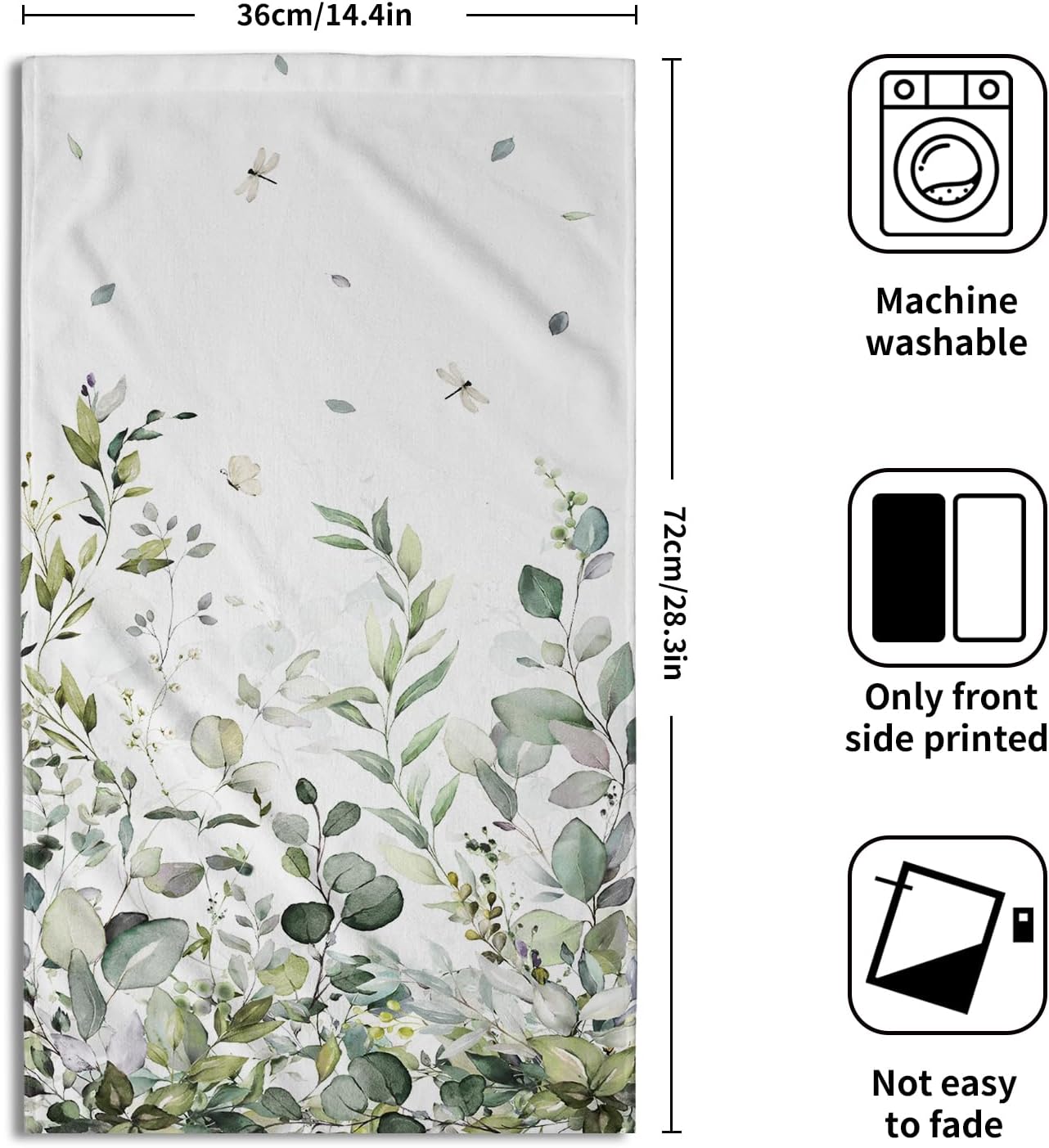 Sage Green Eucalyptus Hand Towels Set of 2