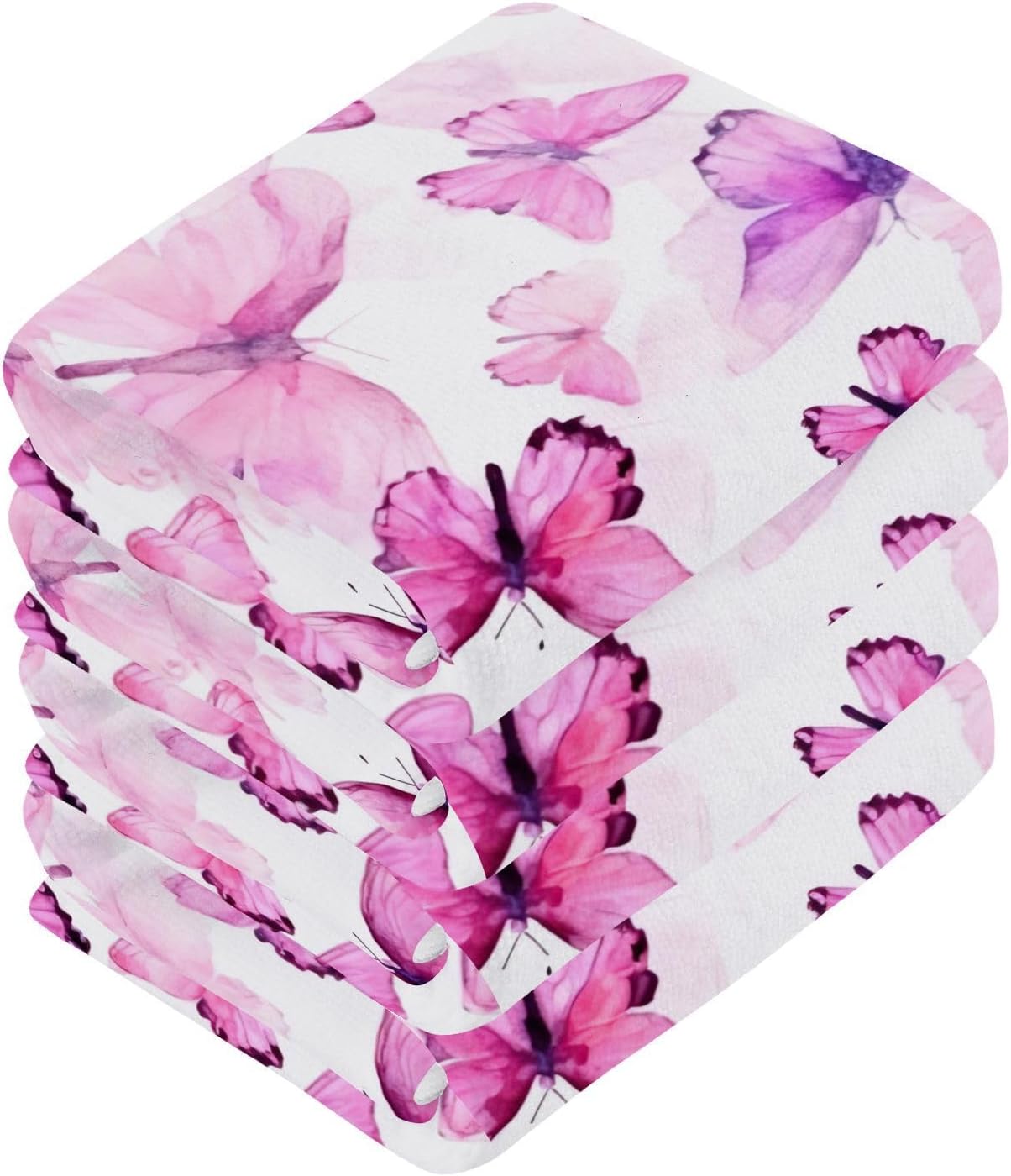 YETTASBIN Butterfly Washcloths 2-Pack Soft Absorbent Cotton Baby Face Towels