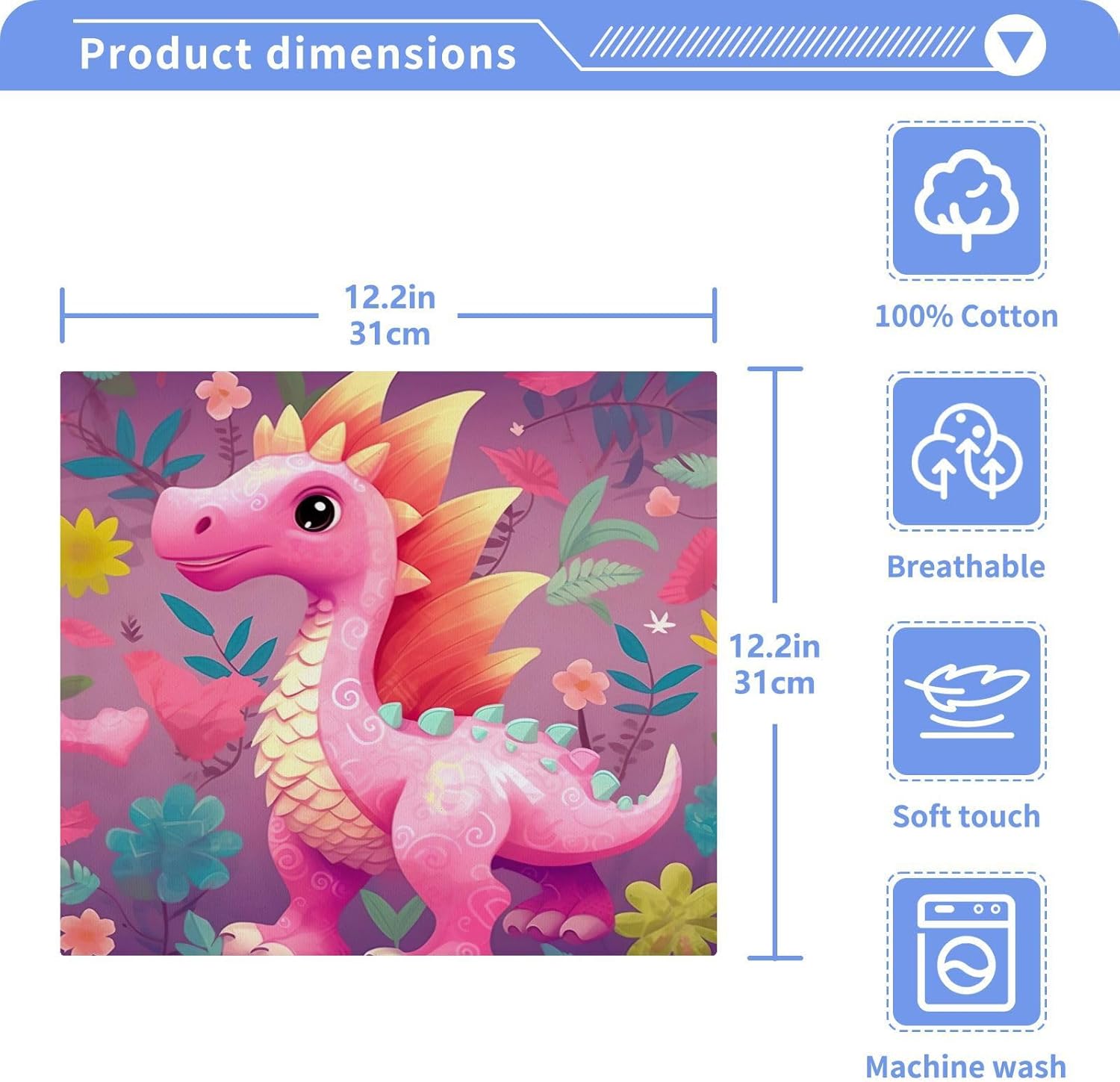 Dinosaur-Shaped Soft Washcloth Set for Babies Reusable 12x12