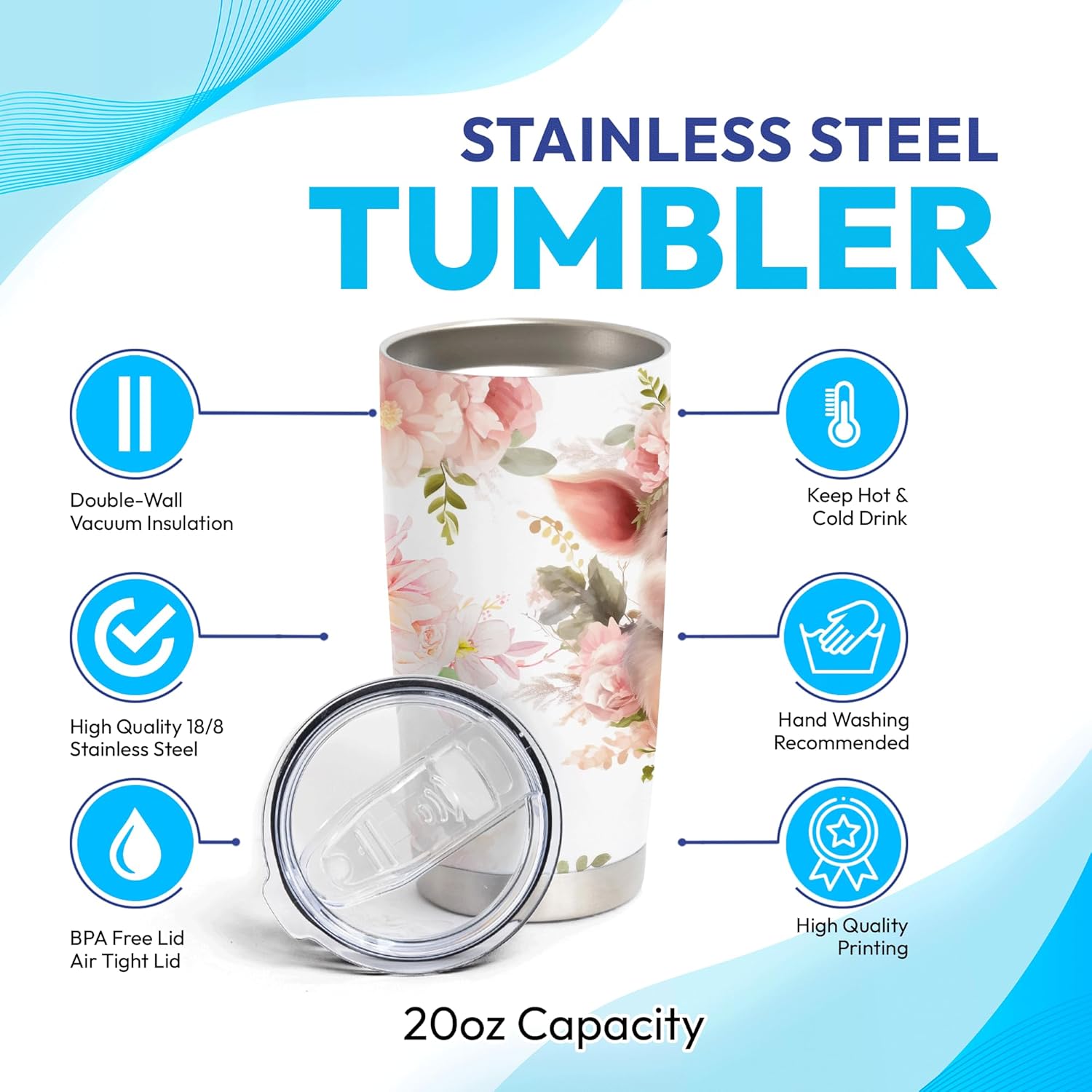Hyturtle Personalized Stainless Steel Tumbler with 20oz Capacity
