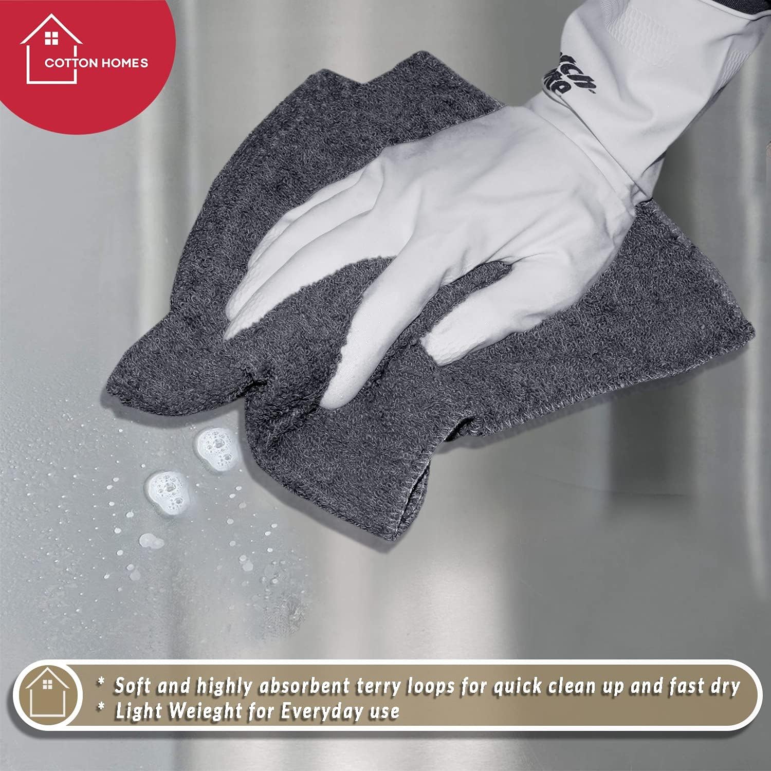 100 Cotton Washcloth Set 50 Pack 11x11 Grey with Free Apron