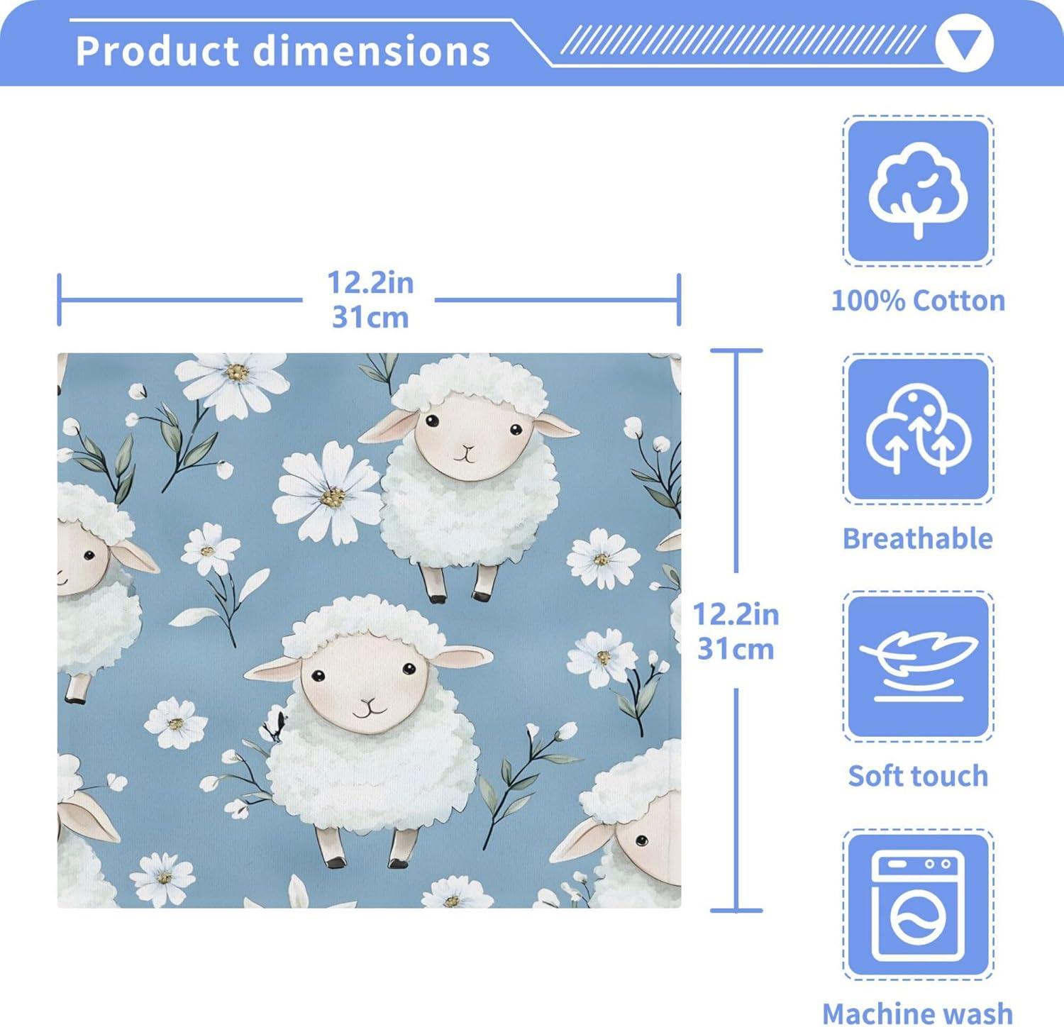 XiguaCute Baby Sheep Washcloth Set Fast Drying Multi-Purpose 12x12 Inch