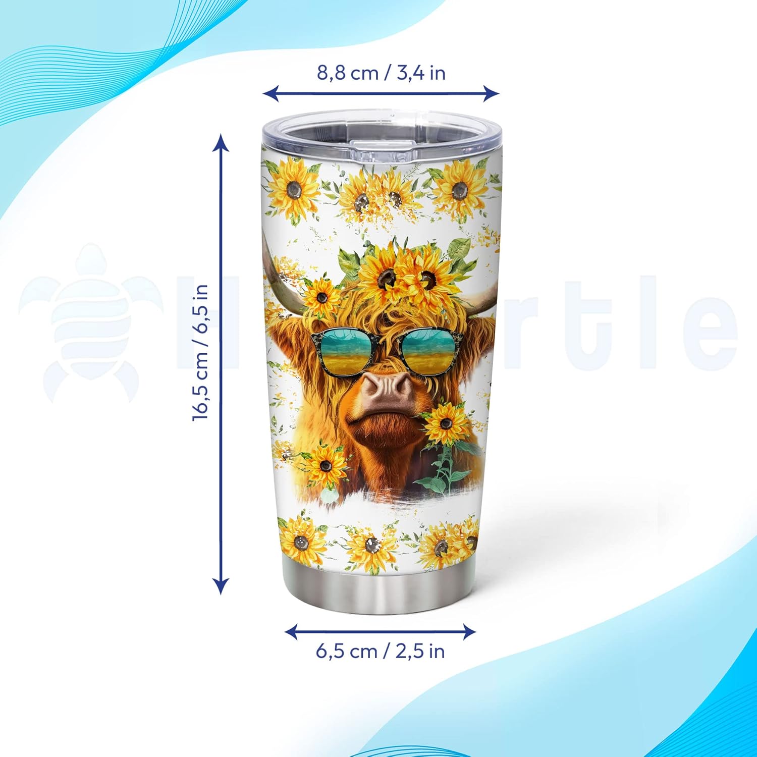 Hyturtle Customized Name Tumbler 20oz With Lid for Women