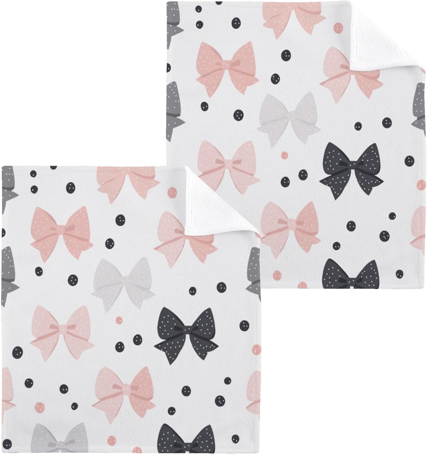 Xigua Bows Washcloths Set of 2 12x12 Inch