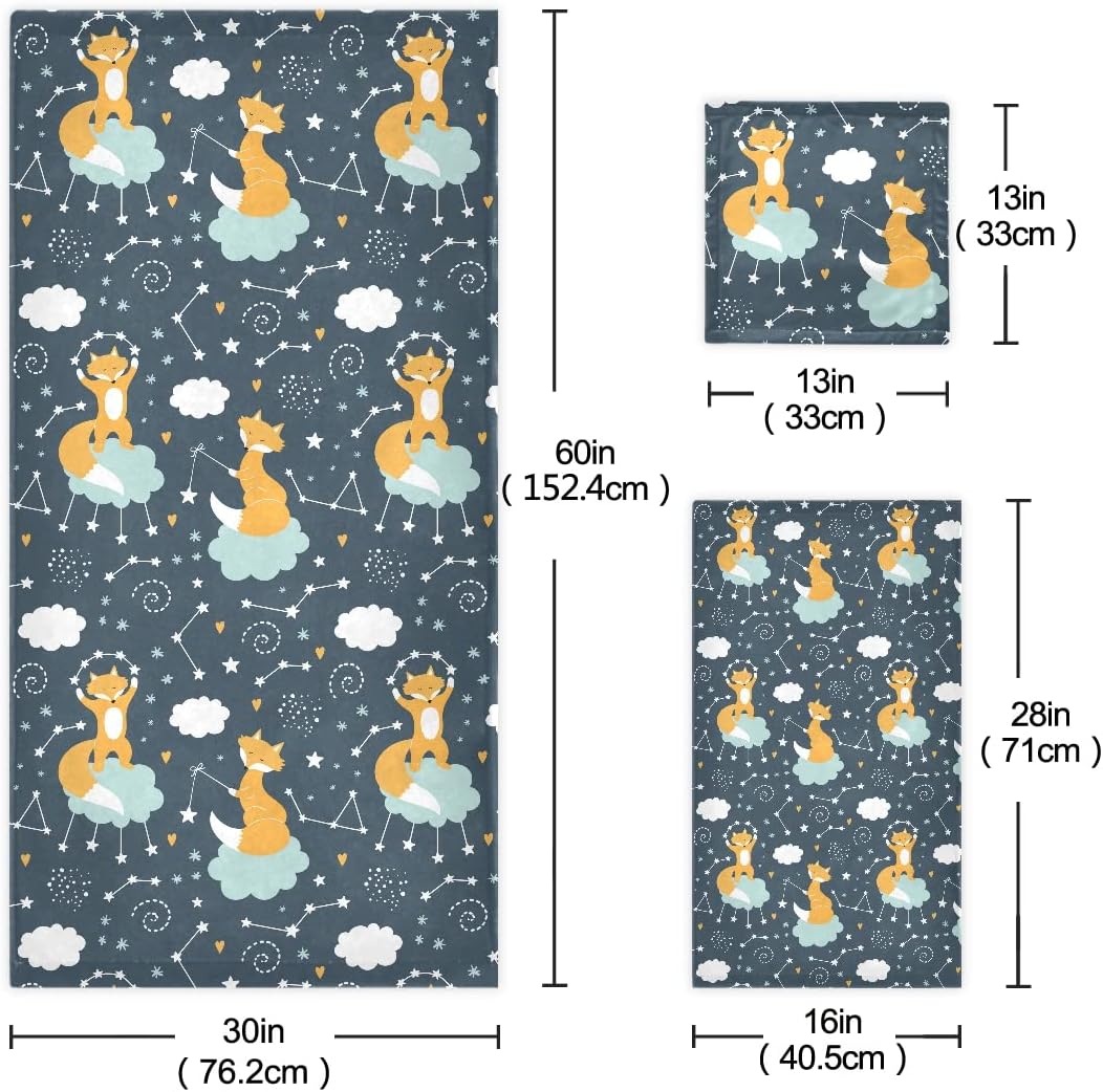 DOMIKING Adorably Perfect Cute Fox Bath Towels Set