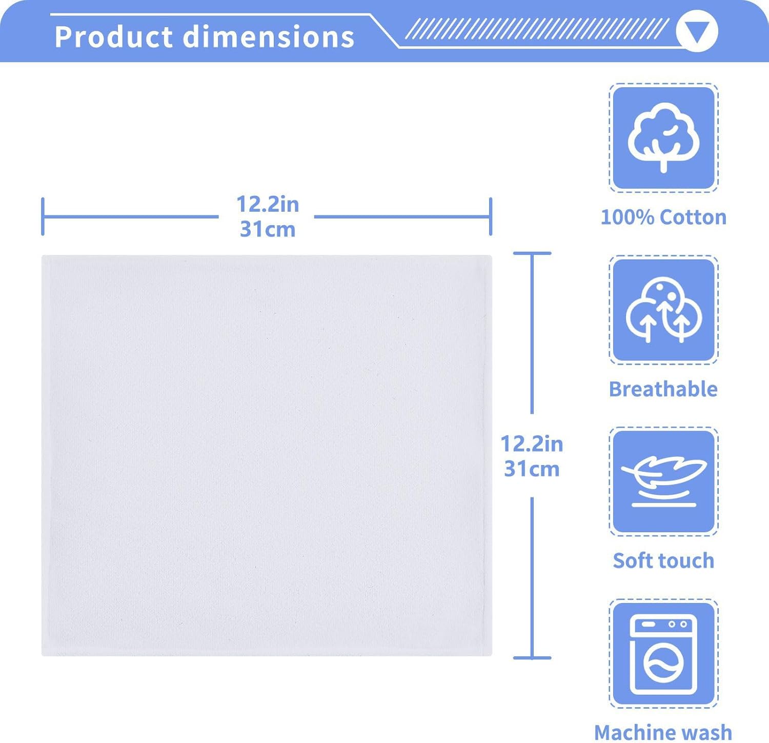 Two Soft 12x12 Washcloths for Hand and Face