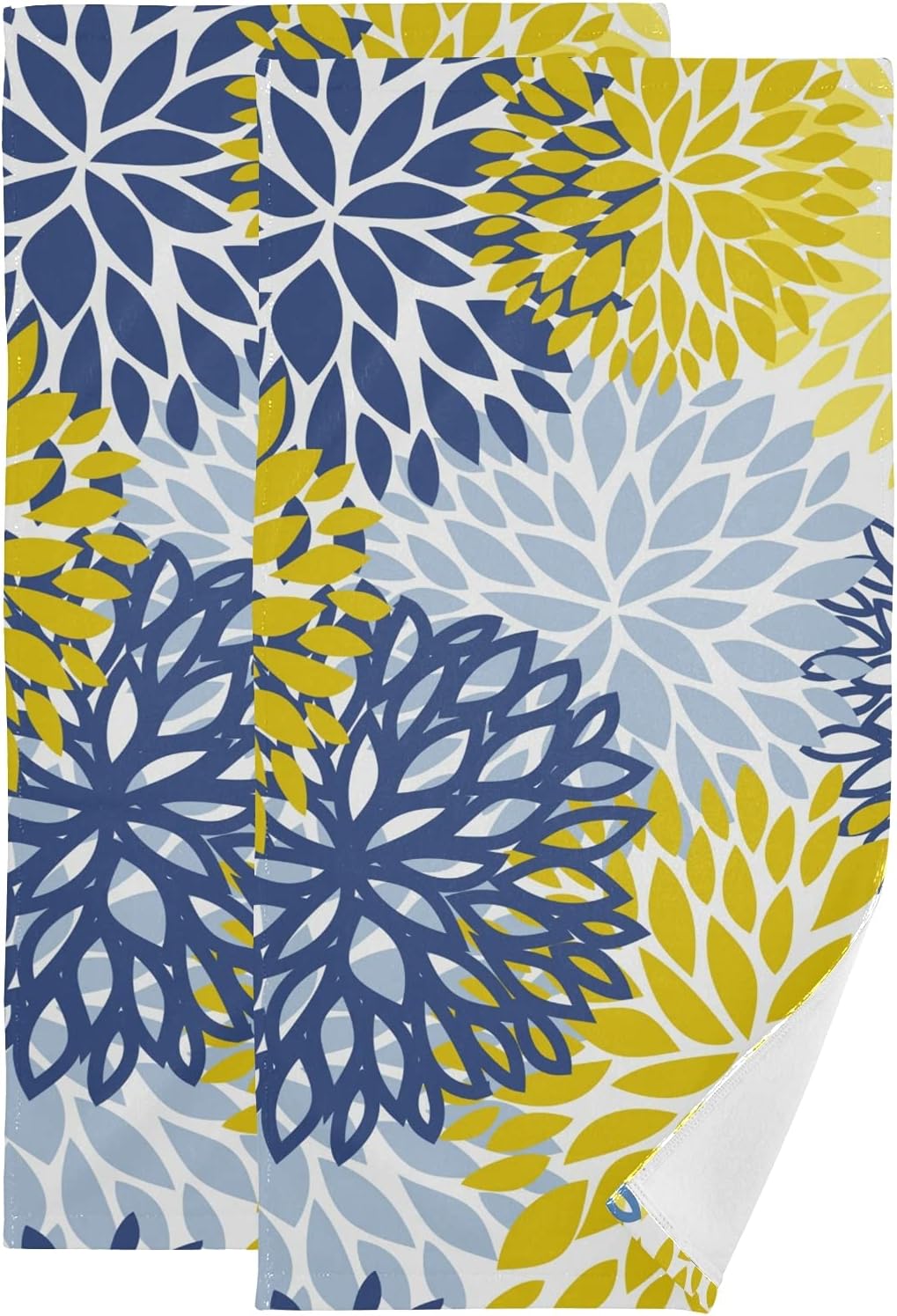Sukiyo Exquisite Floral Chrysanthemum Hand Towels Set of 2