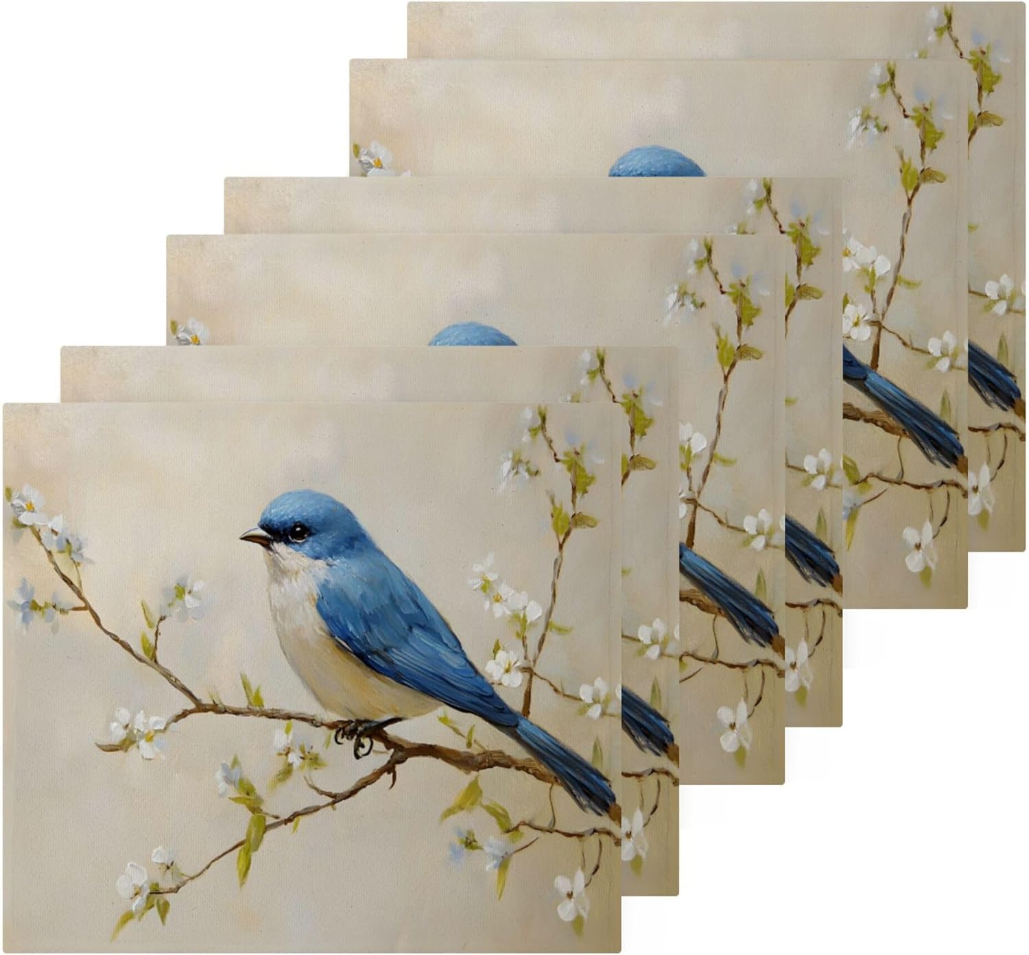 Xigua Blue Bird Washcloths Set of 2 12x12 Inch