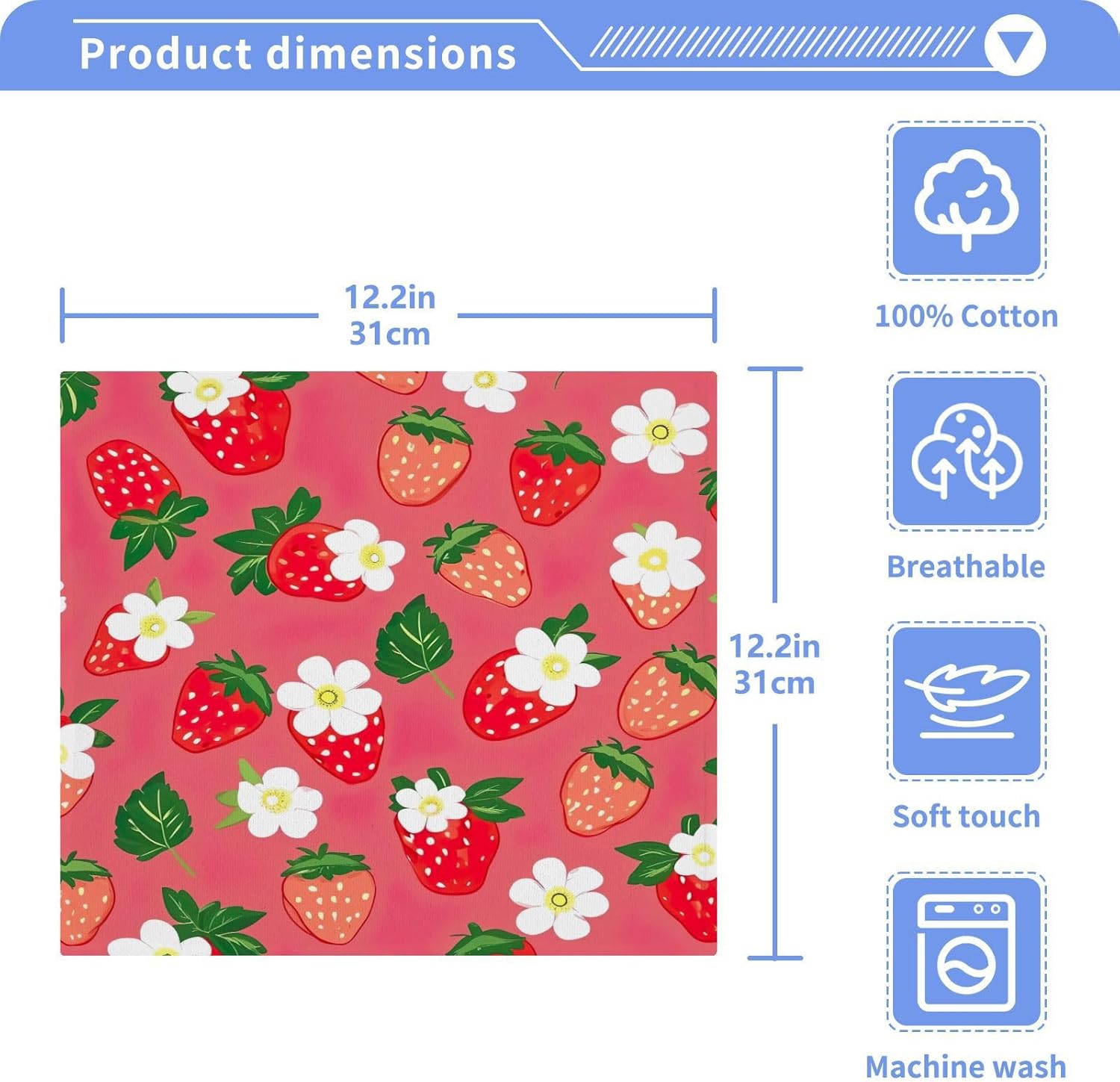 YETTASBIN Strawberry Washcloths 2 Pack