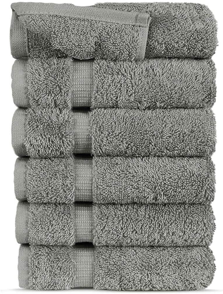 FTB Classic Washcloth Set 6 Piece 6 Washcloths Gray
