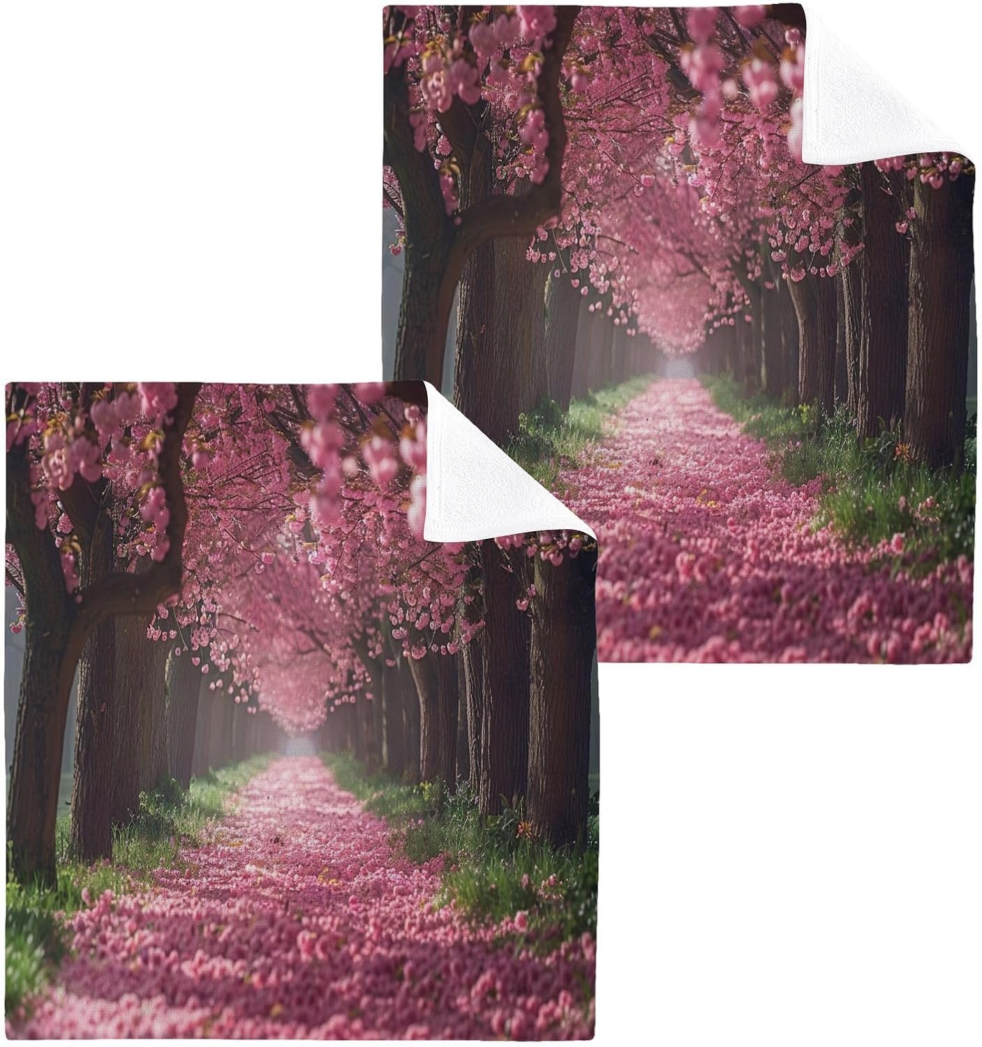 YETTASBIN Cherry Blossoms Washcloths 2 Pack 1