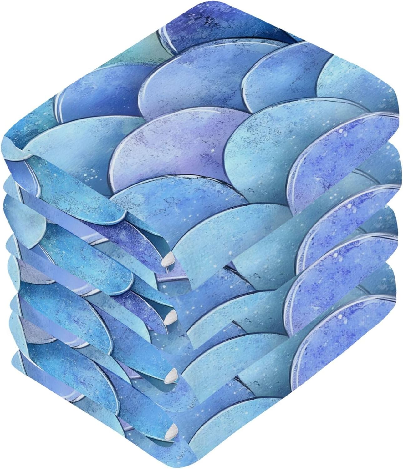 Xigua Mermaid Scales Washcloth Set 125-Inch Absorbent Fingertip Towels 2-Piece