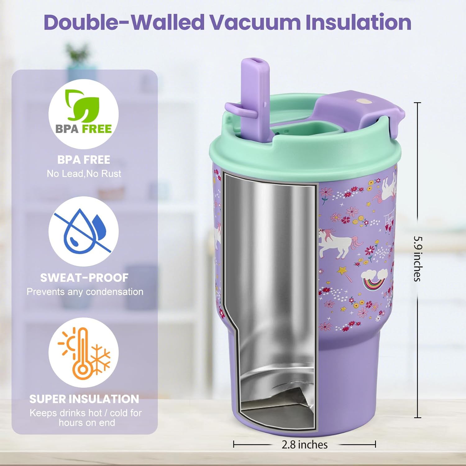 135oz Kids Insulated Tumbler with Straw 2 Pack