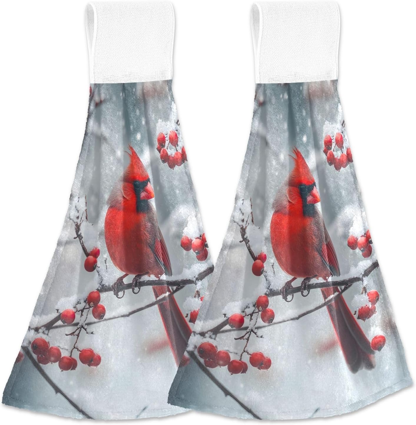 Winter Red Cardinal Hand Towels Set