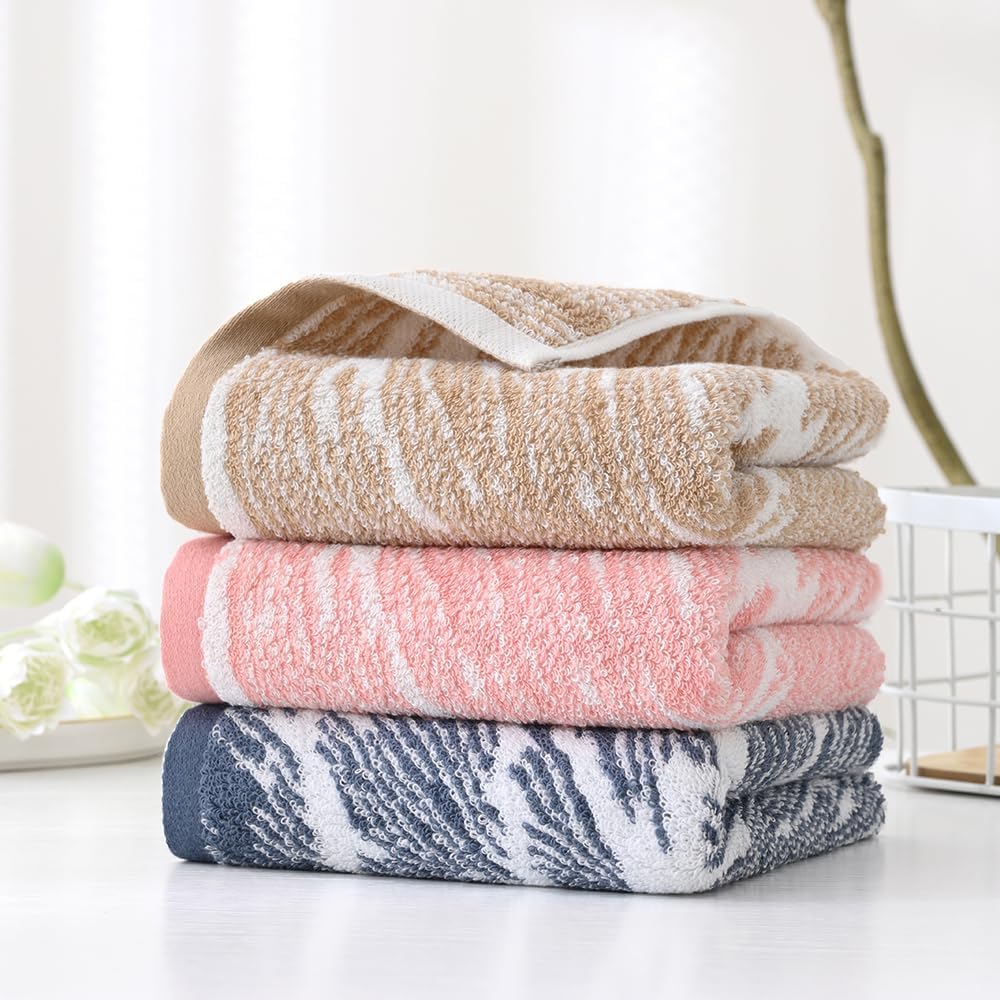 YiLUOMO 2-Piece Blue Cotton Zebra Towel Set