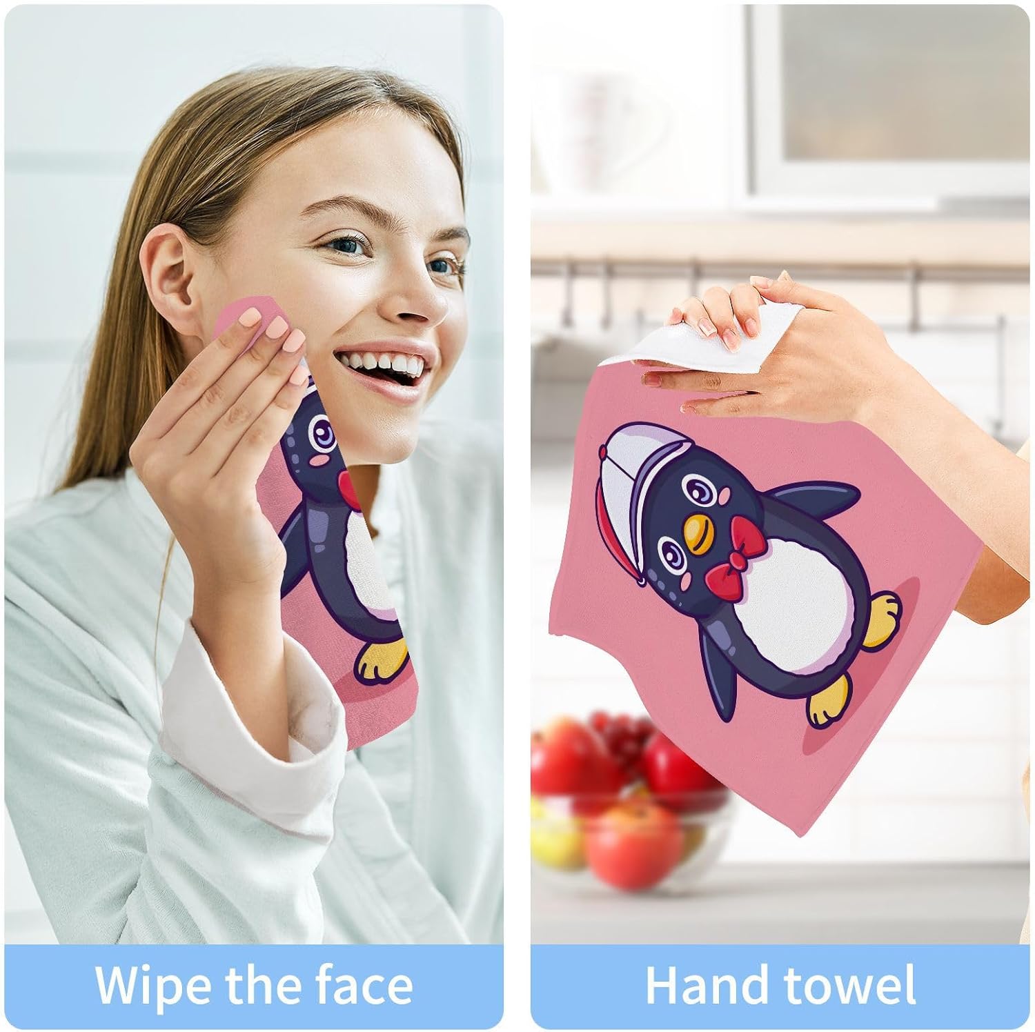 Soft Absorbent Penguin Washcloth Set for Babies and Adults