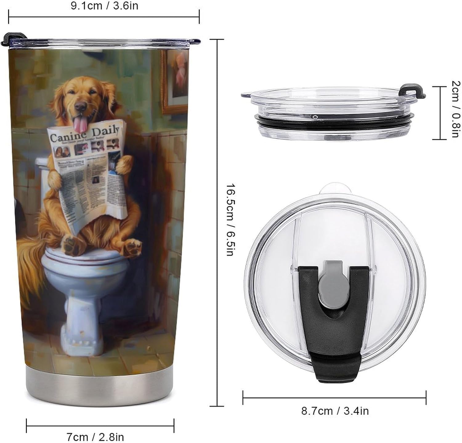 Golden Retriever Travel Tumbler Insulated Stainless Steel 20 oz