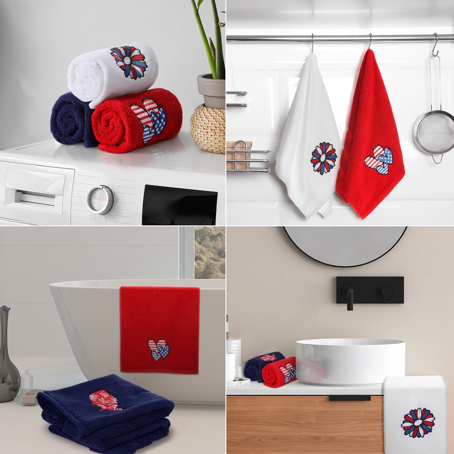 3 Pcs Patriotic Hand Towels 14x29 Independence Day Set