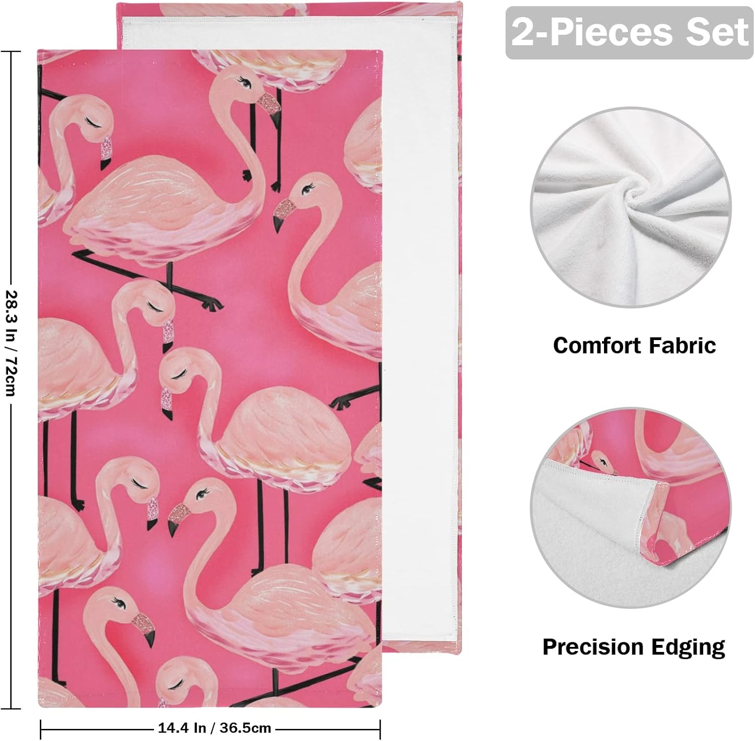 Two-Piece Pink Flamingo Hand Towels for Bathroom More