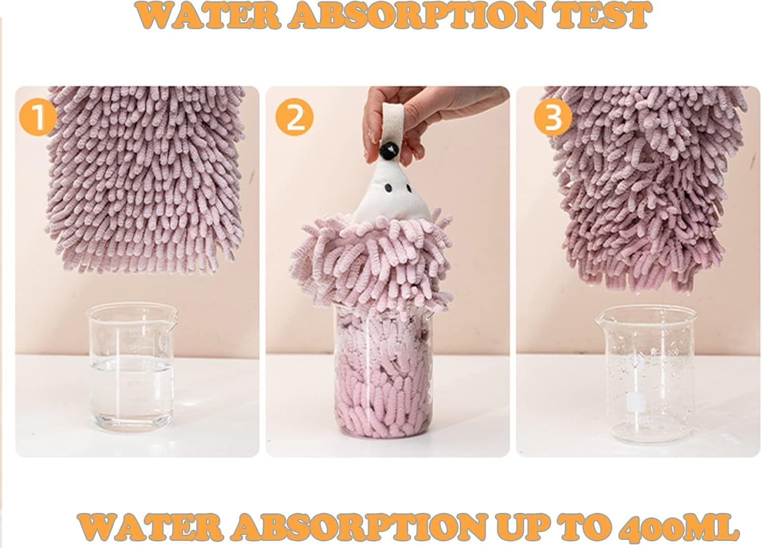 Chenille Hand Towels for Bathroom Kitchen Bedroom Cute Hedgehog Design 2 Packs
