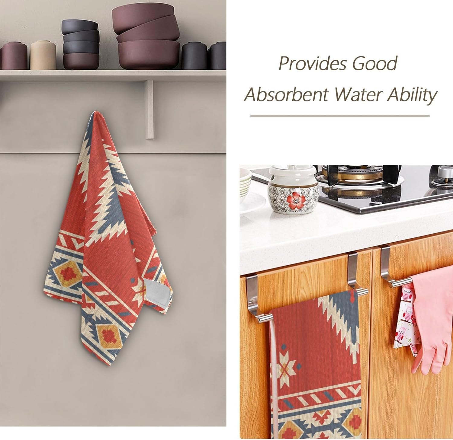 Unique Geometric Red Bath Towels
