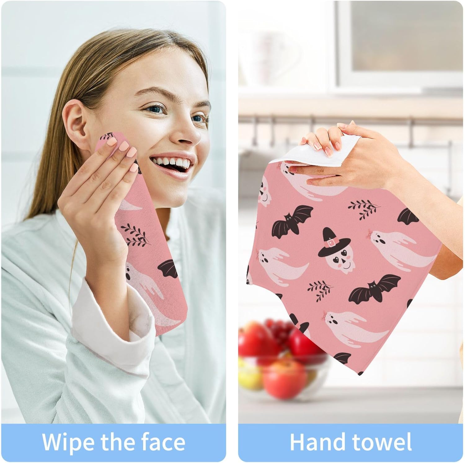 Xigua Halloween Boo Washcloths Set of 2 12x12 Inch
