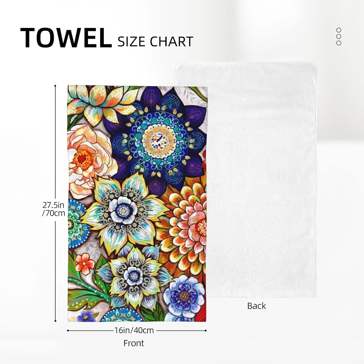 DJTRRF Tropical Boho Flower Bathroom Towels 16x275 in