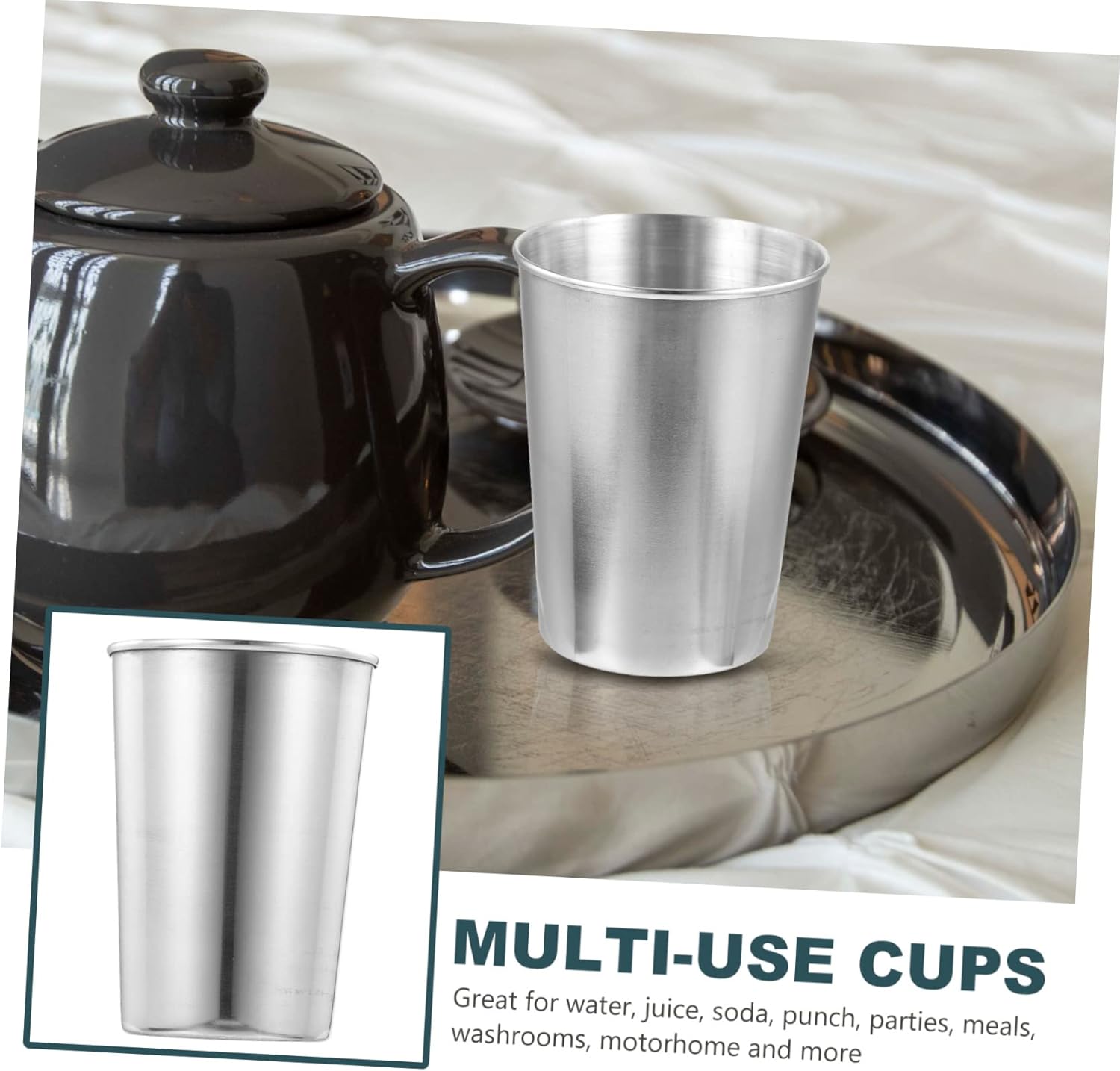 Cabilock Silver Tumbler 180ml Stainless Steel Water Cup