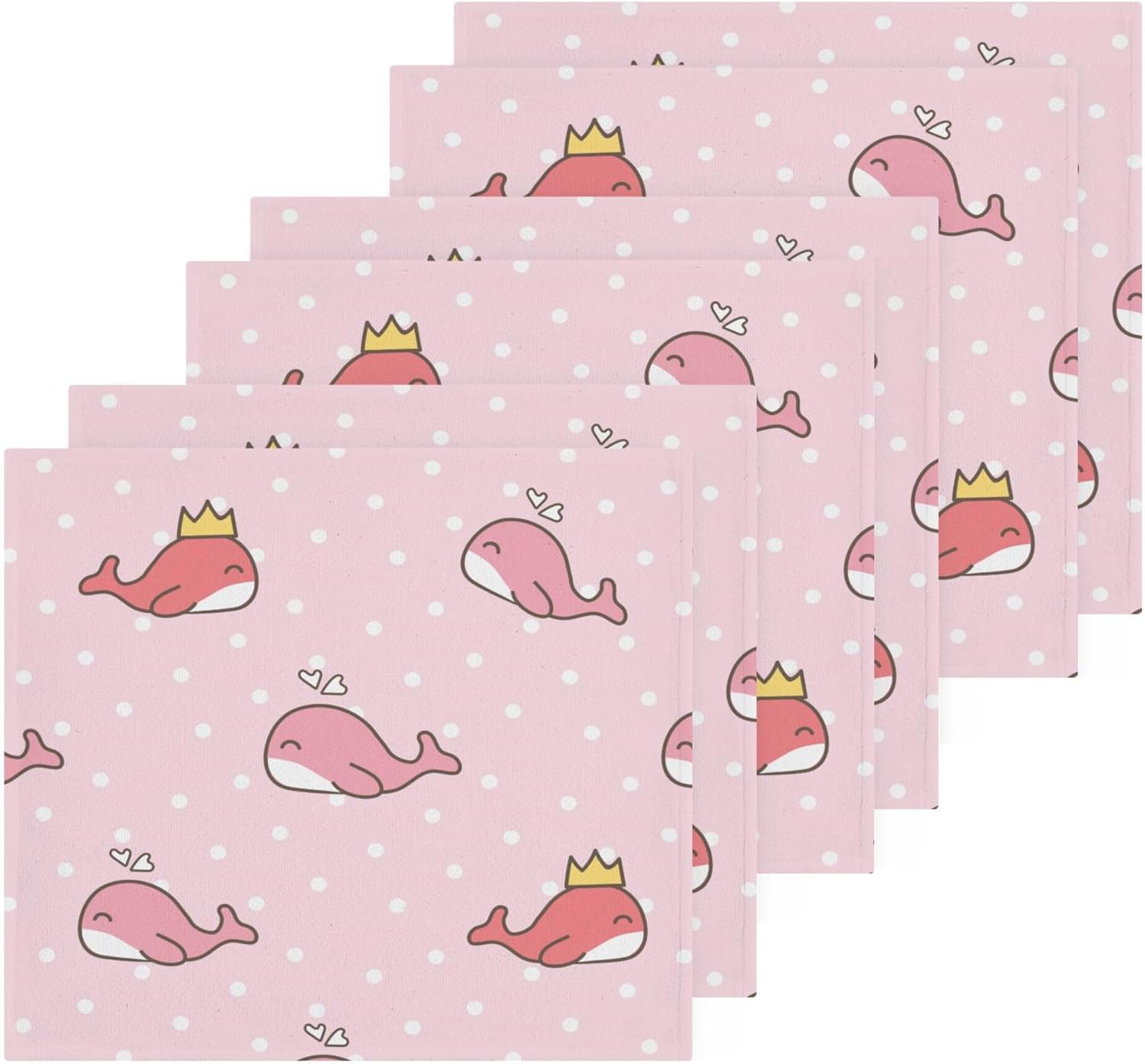 Xigua Cute Cartoon Whale Washcloths Set of 2 12 x 12 Inch Towels