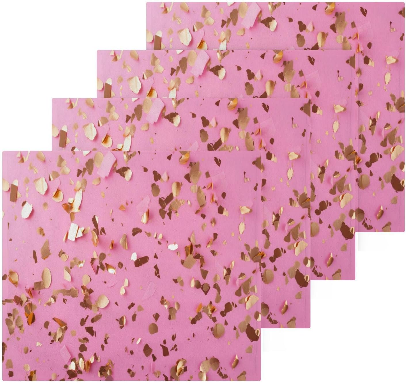 Rose Gold Fireworks Washcloth Set Soft Reusable Absorbent 12x12