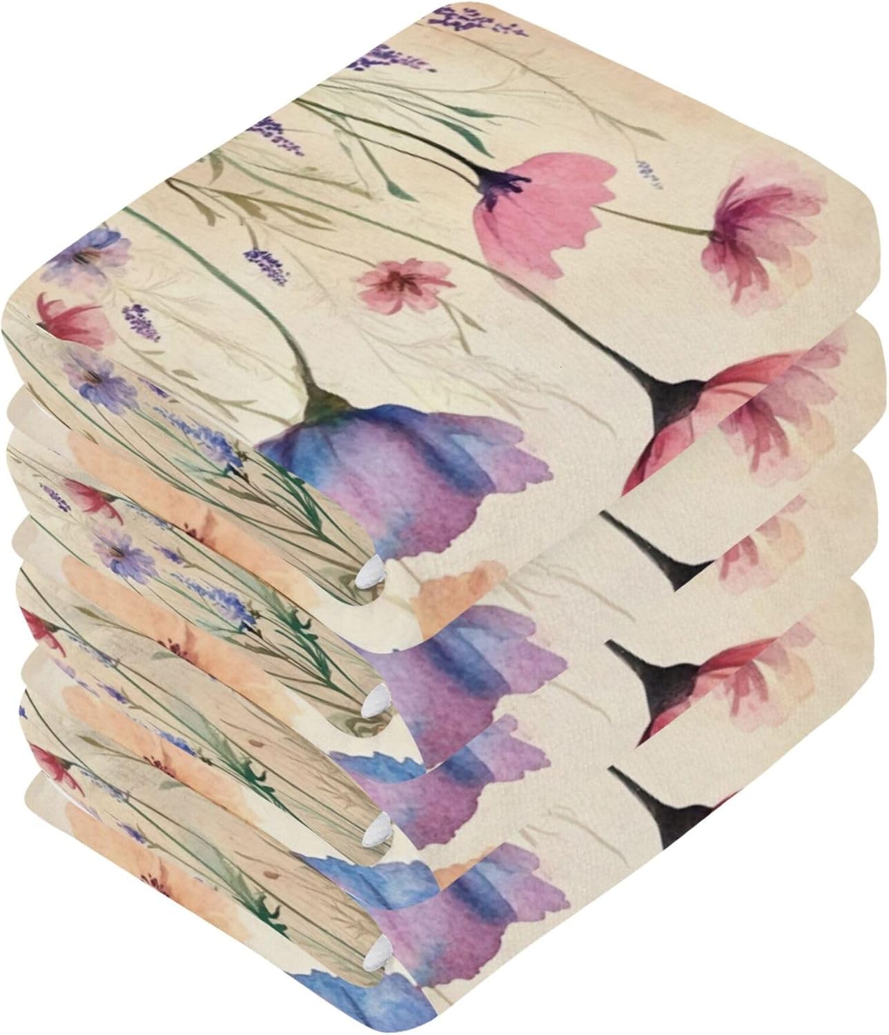 Xigua Watercolor Wildflowers Washcloths Set of 2