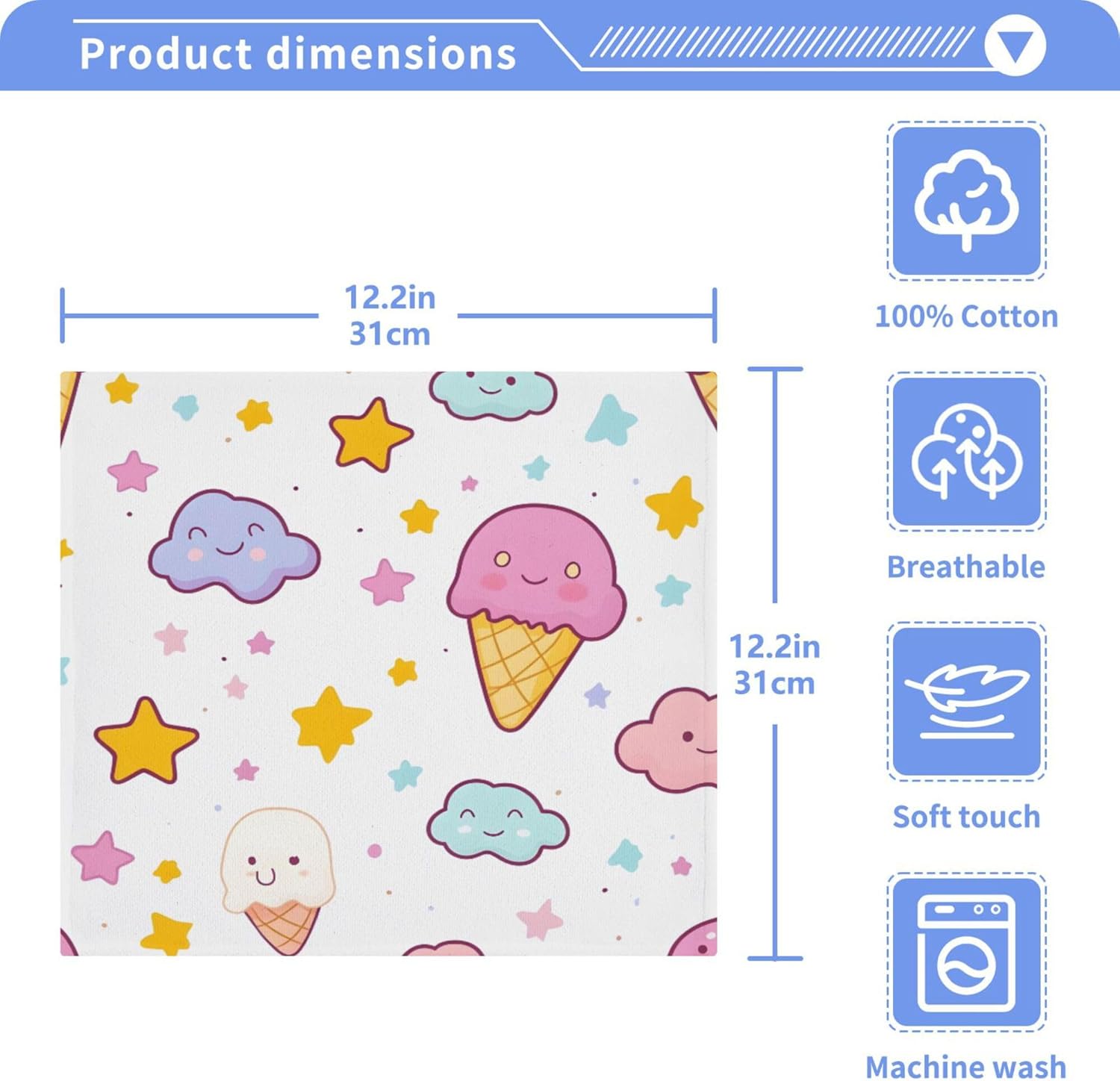 New Xigua Ice Cream Washcloth Set 2-12Pack