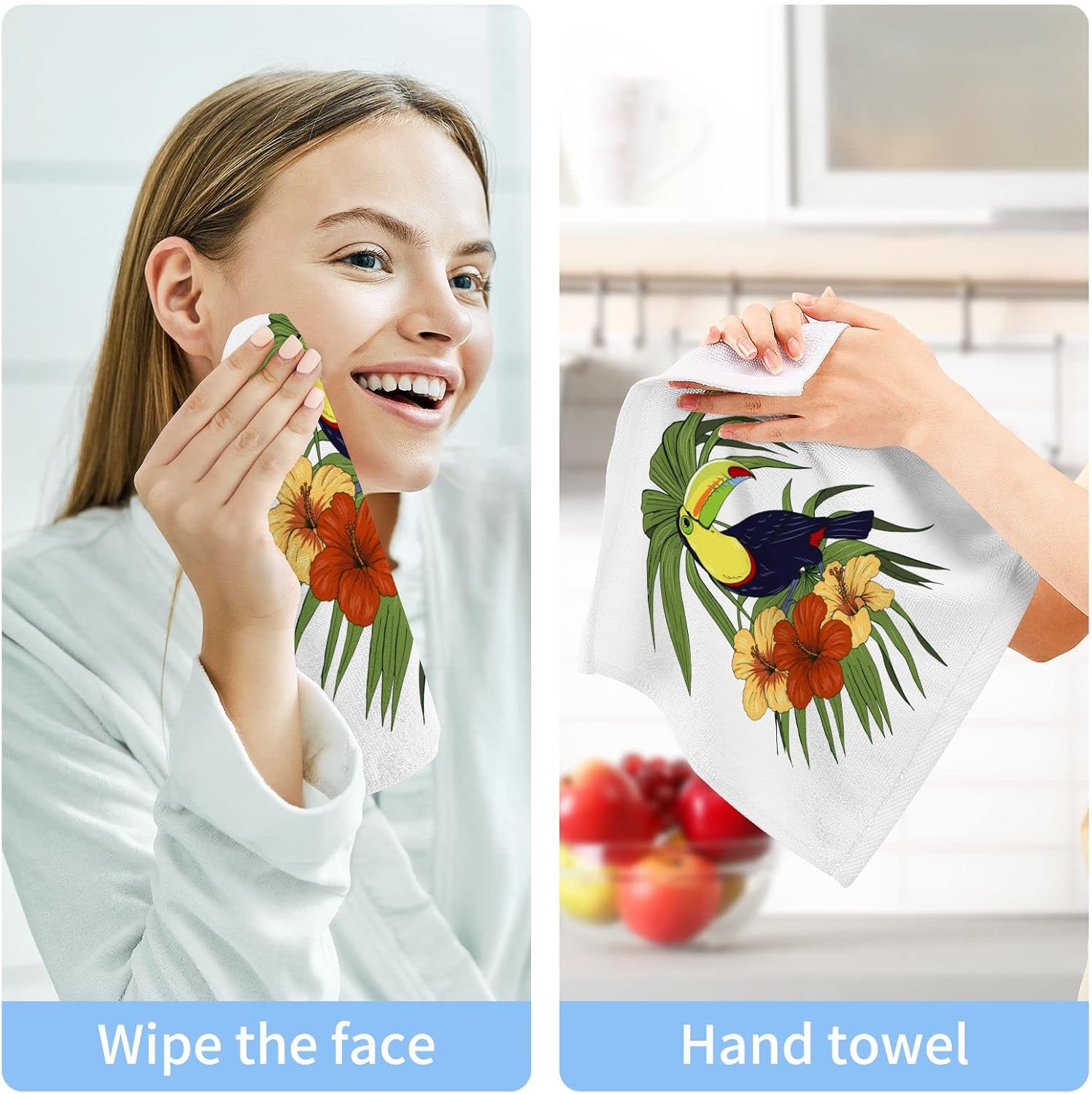 Susiyo Toucan Bird Washcloths Set of 2 12x12 Inch