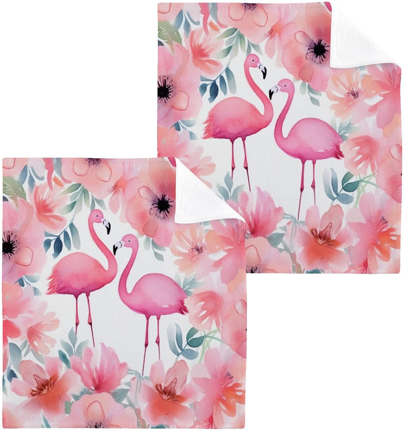 YETTASBIN Flamingo Washcloths 2 Pack Soft Cotton Baby Face Towels