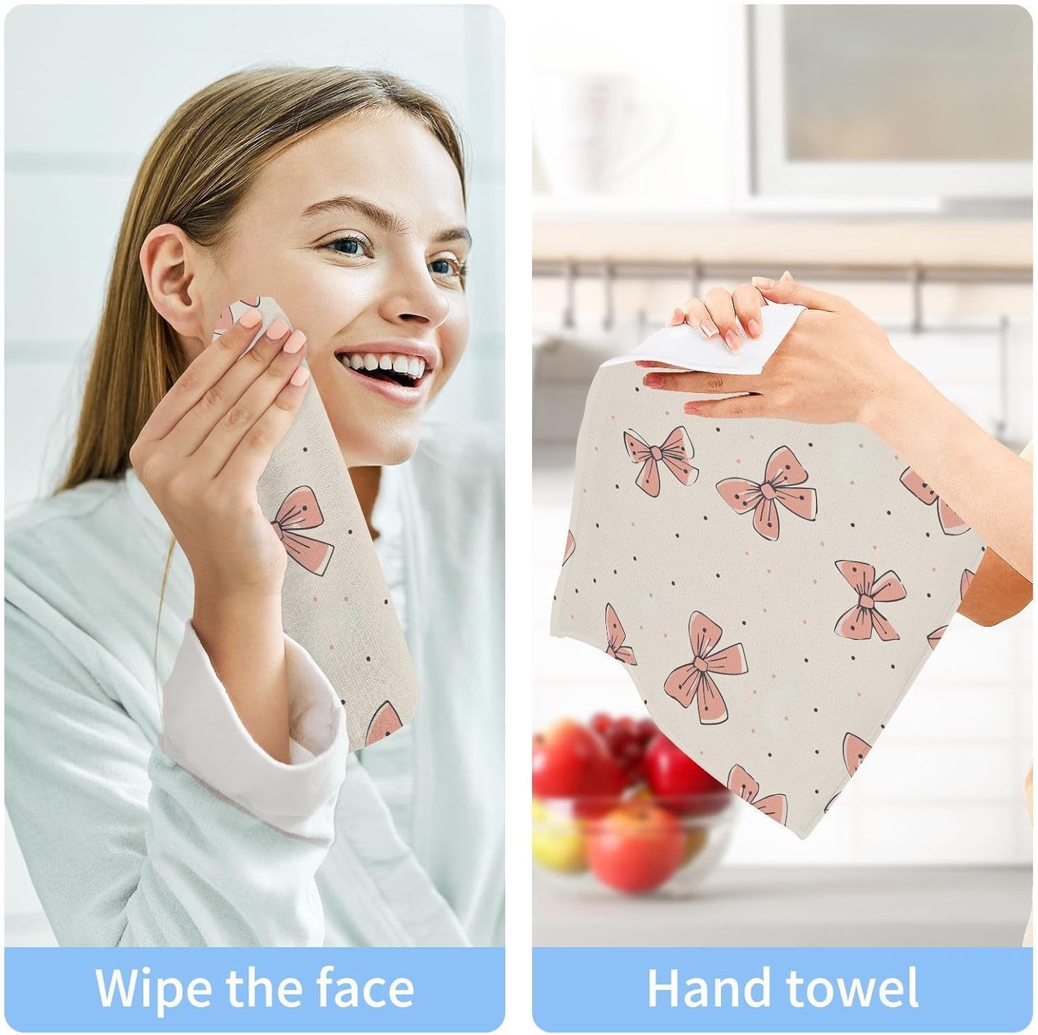 Light Pink Bow Washcloth Set