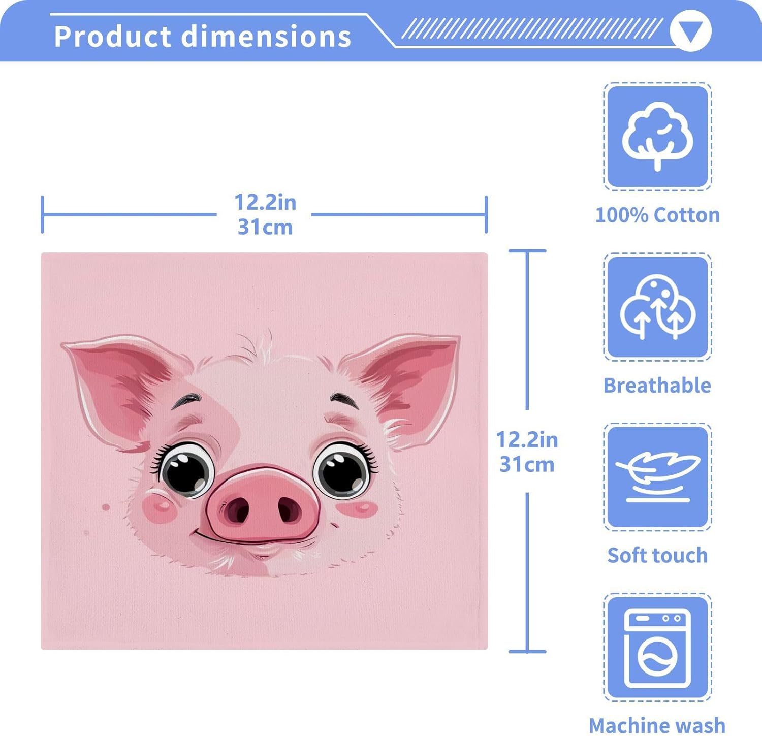 YETTASBINPink Pig Washcloth Set Soft Absorbent Cotton Face Towels