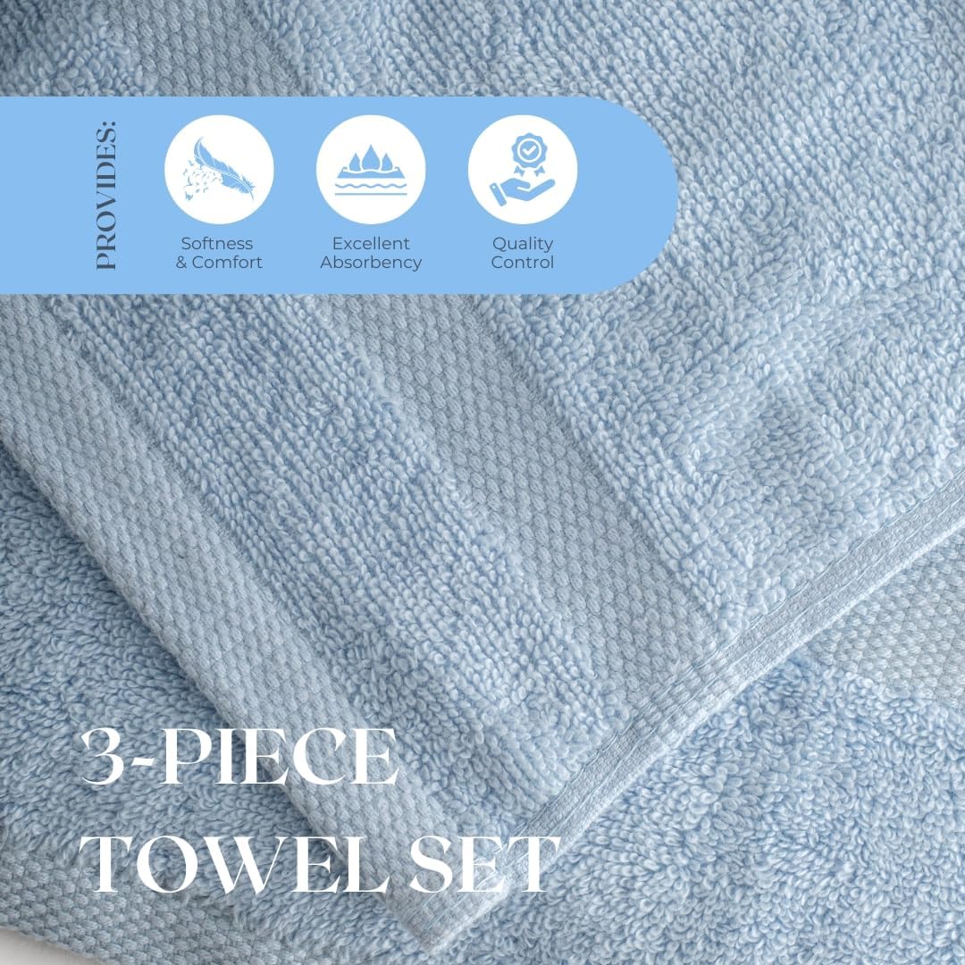 Lux Thread Egyptian Cotton 3-Piece Towel Set - Ultra Soft Durable