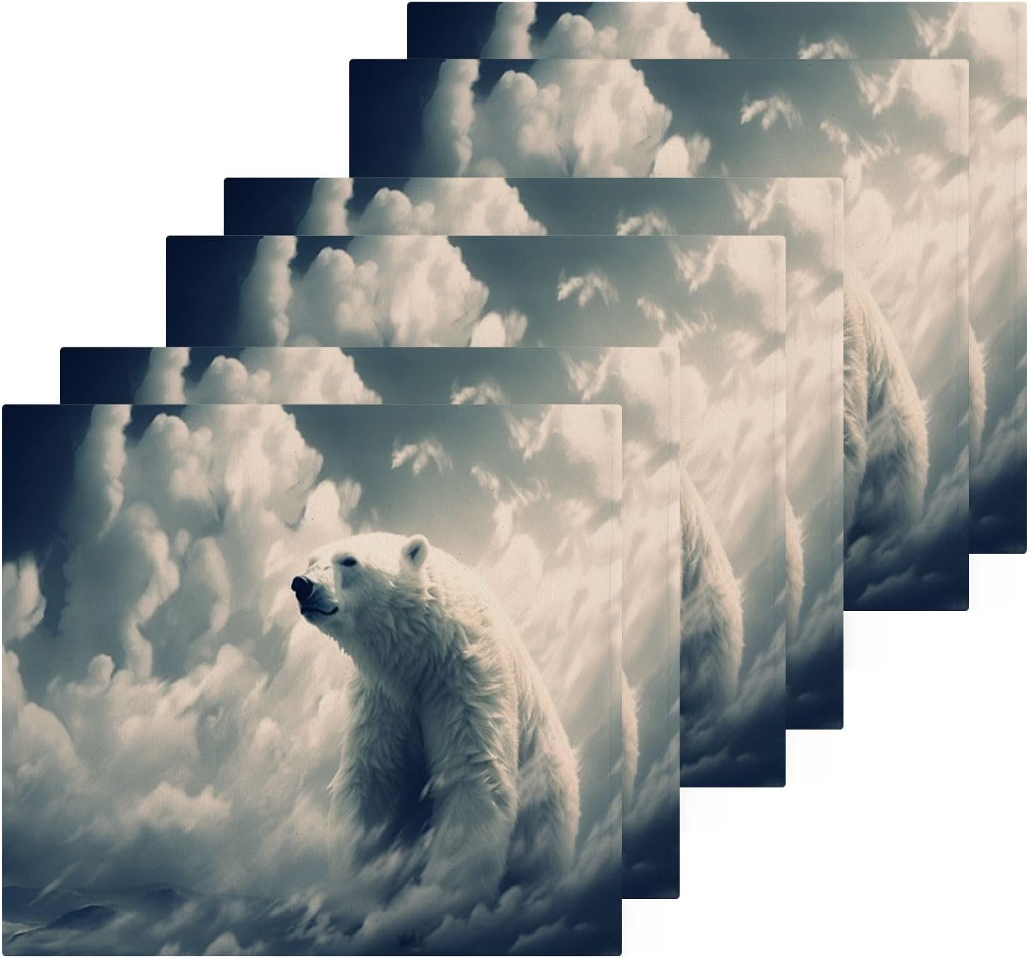 YettAsBin Polar Bear Washcloth Set 2-Piece Soft Reusable 12x12-inch