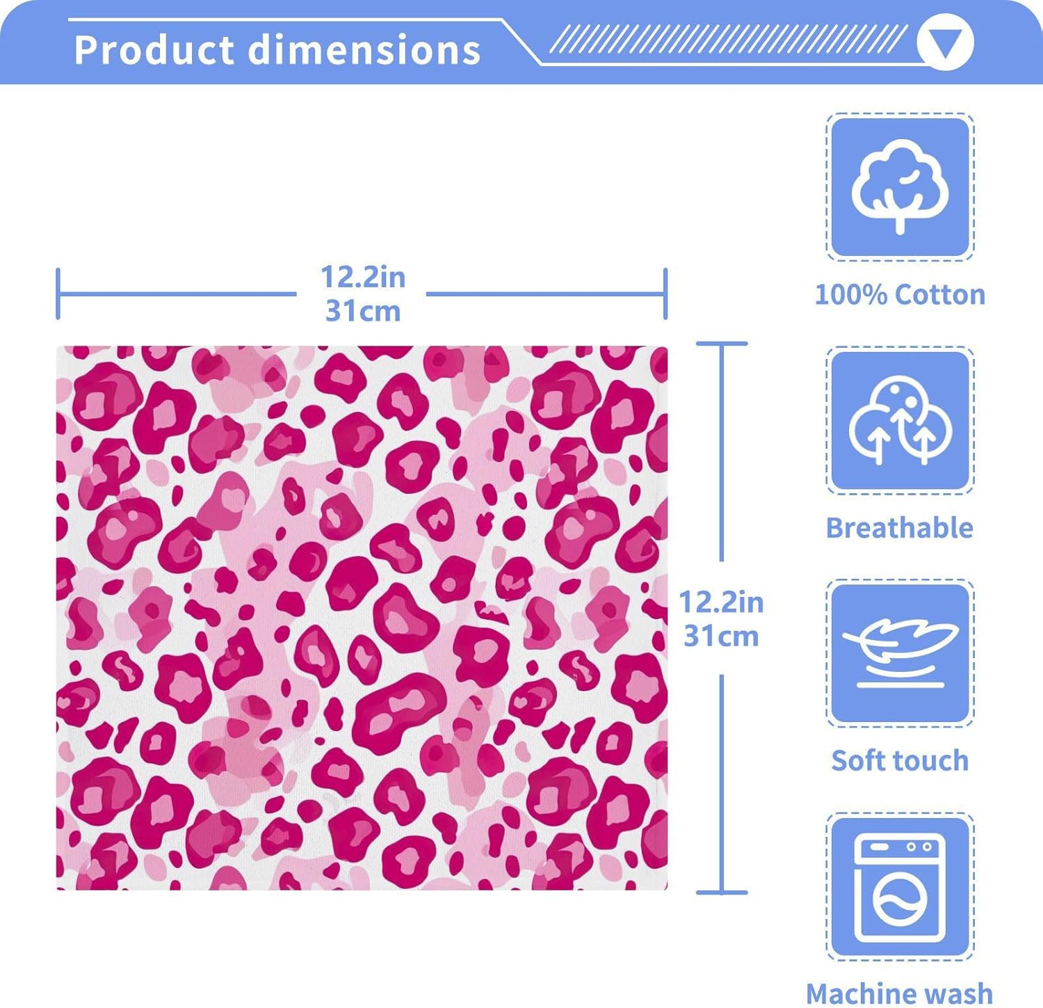 Pink Leopard Washcloths 2-Pack Soft Reusable Cotton Face Towels