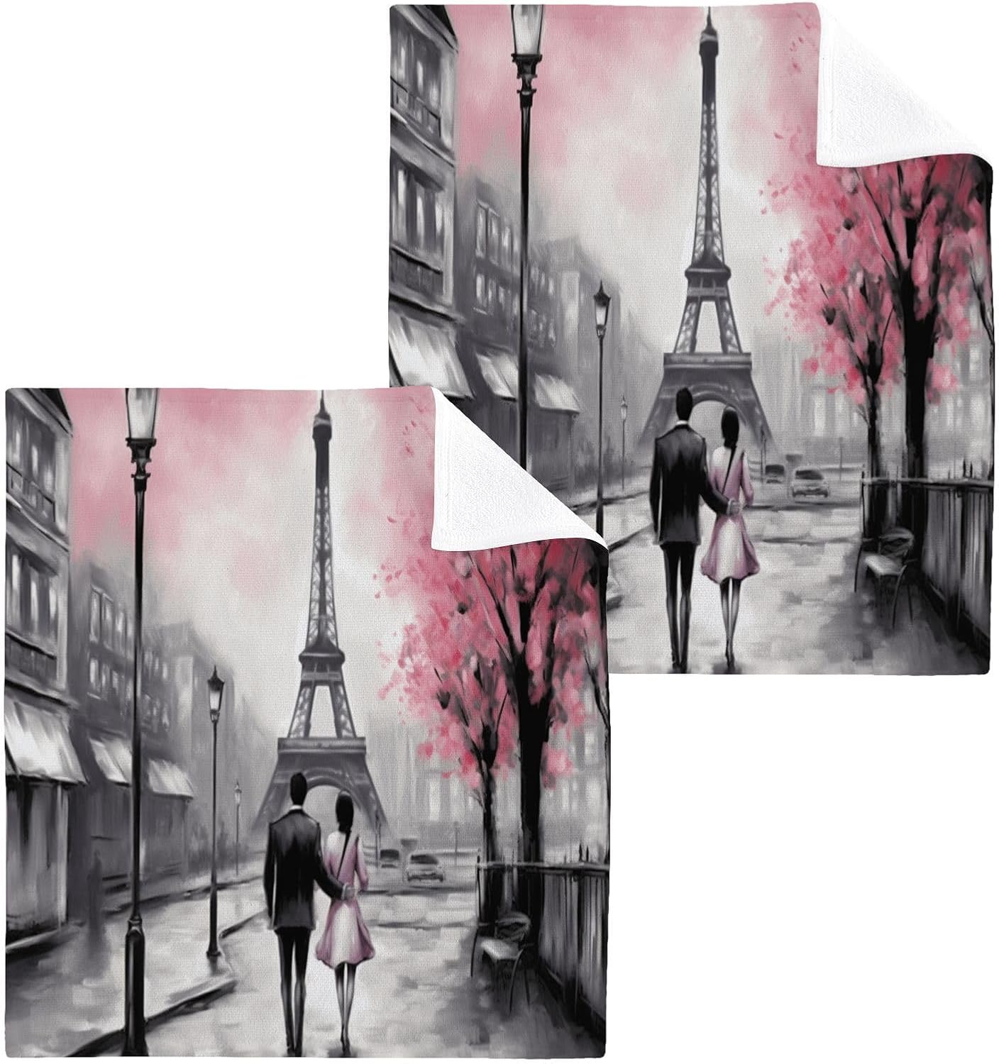 Eiffel Tower Washcloths Soft Reusable Face Towels for Home Travel