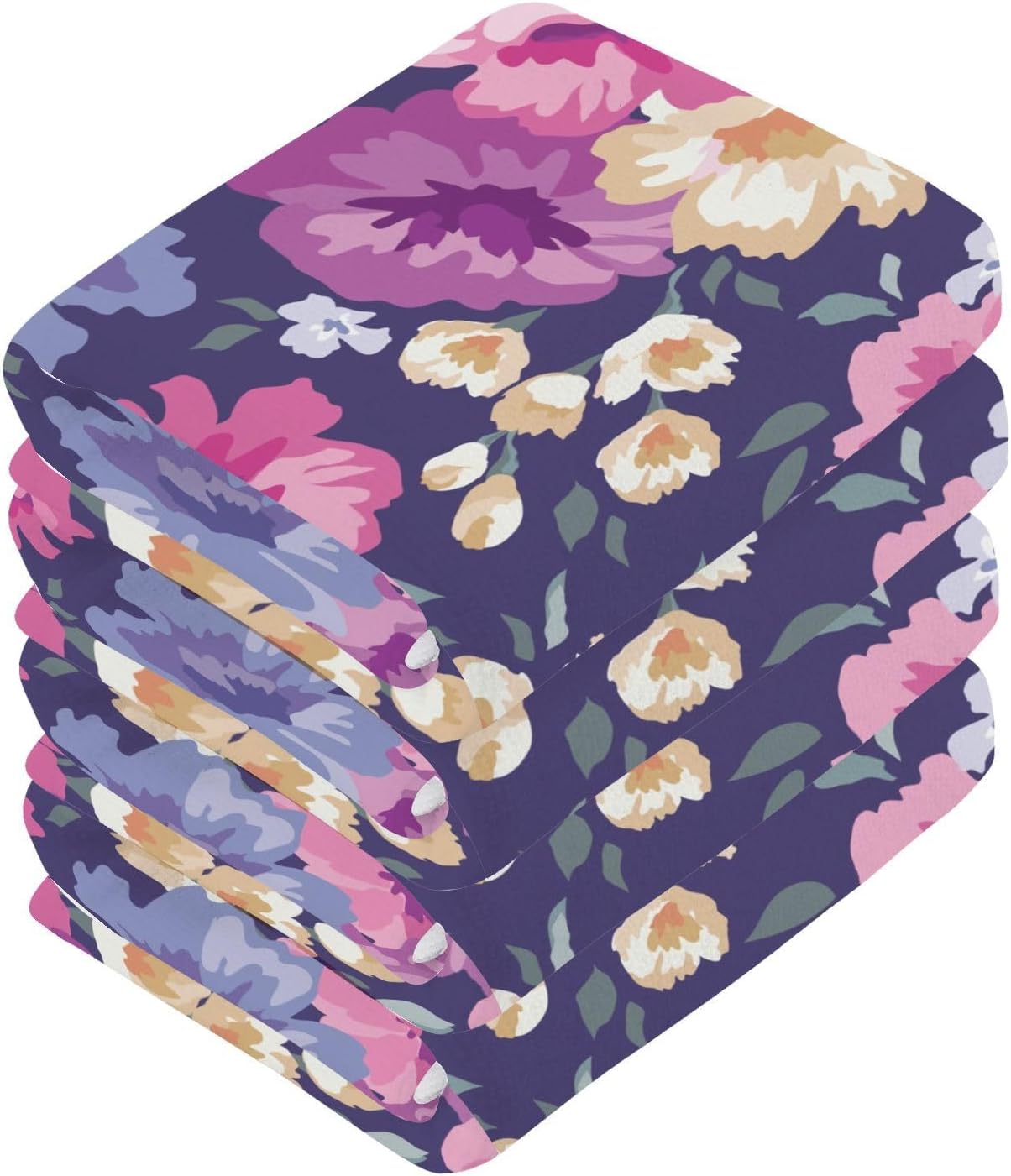 WELLDAY Beautiful Flower WashCloths 4-Pack
