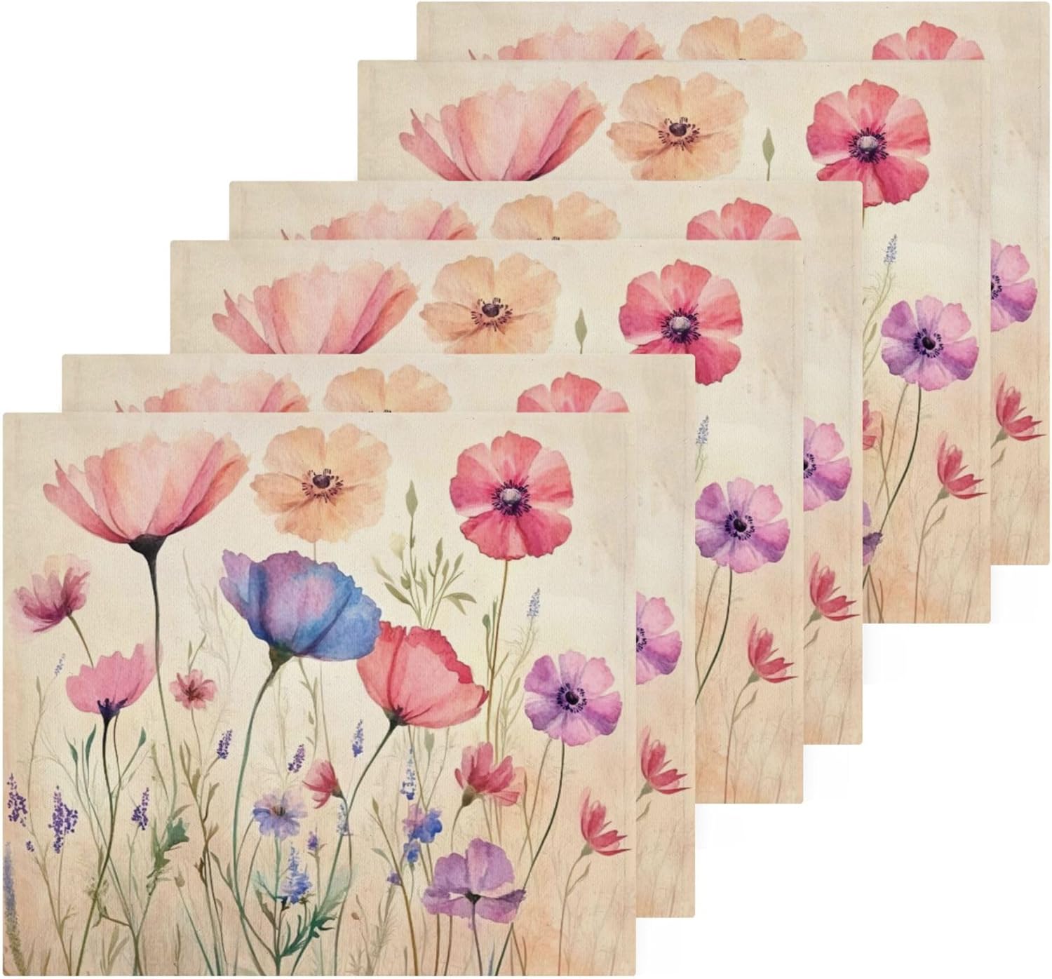 Xigua Watercolor Wildflowers Washcloths Set of 2