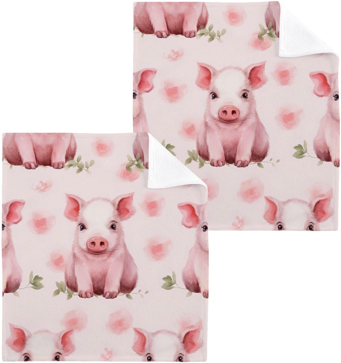 Pink Pig Washcloth 2-Pack Soft Reusable Fingertip Face Towels