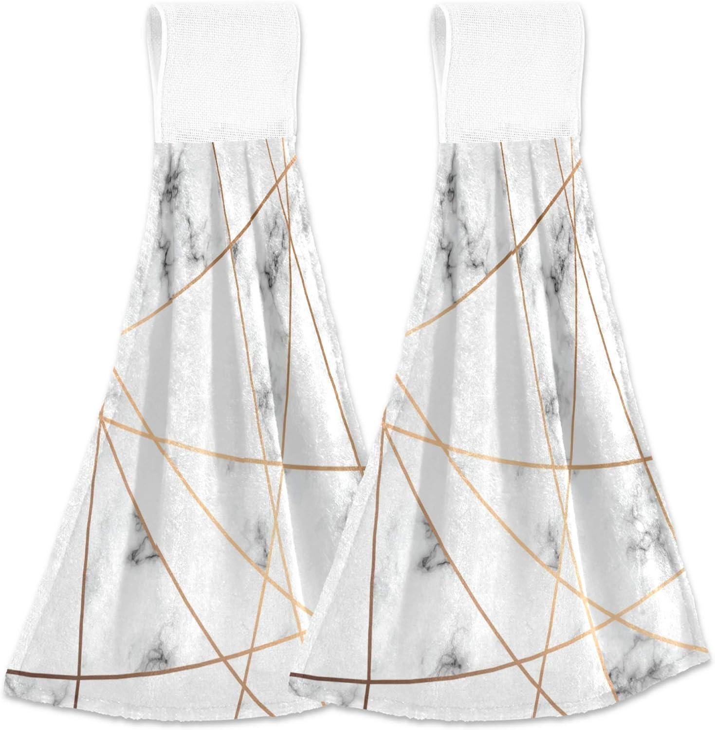 Aslsiy Black and White Marble Hanging Kitchen Towels