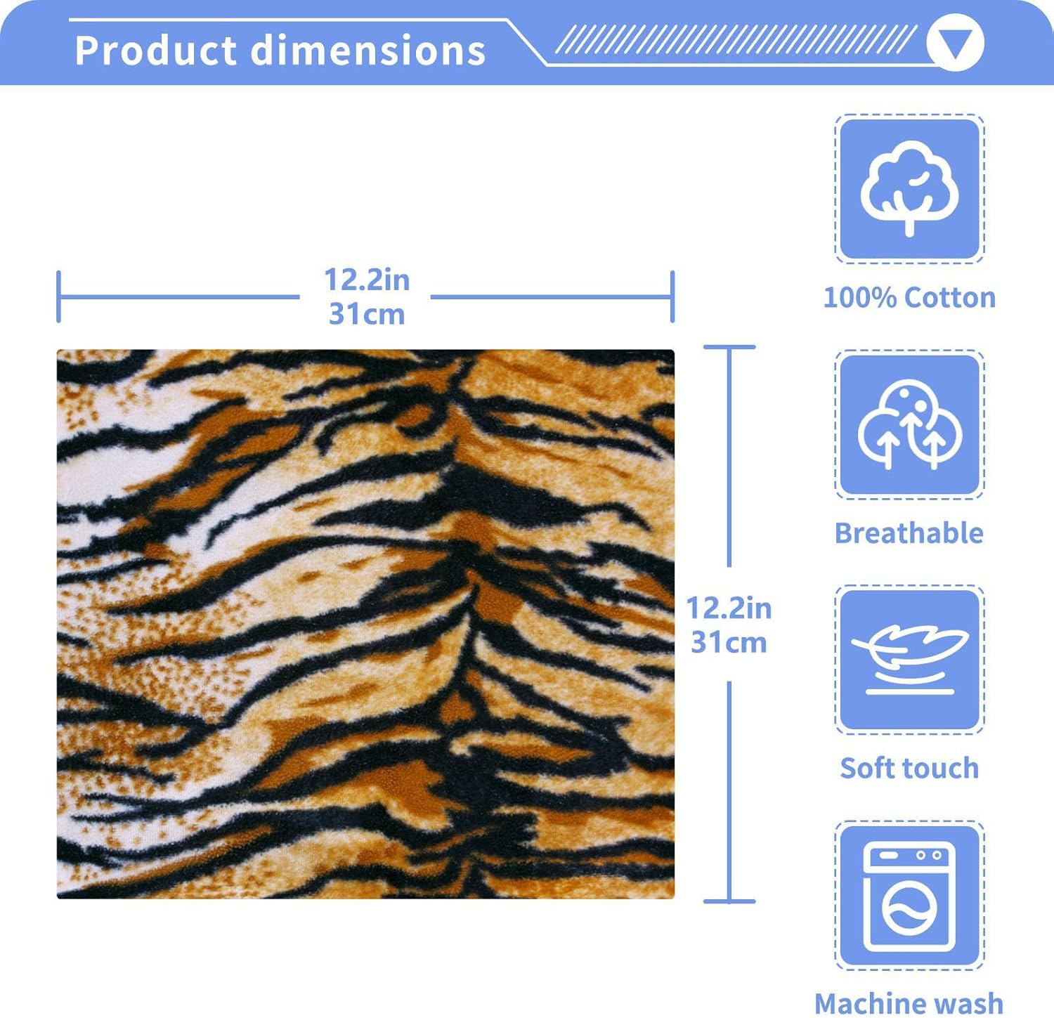 ALAZA Tiger Skin Print Cotton Washcloths 4-Pack