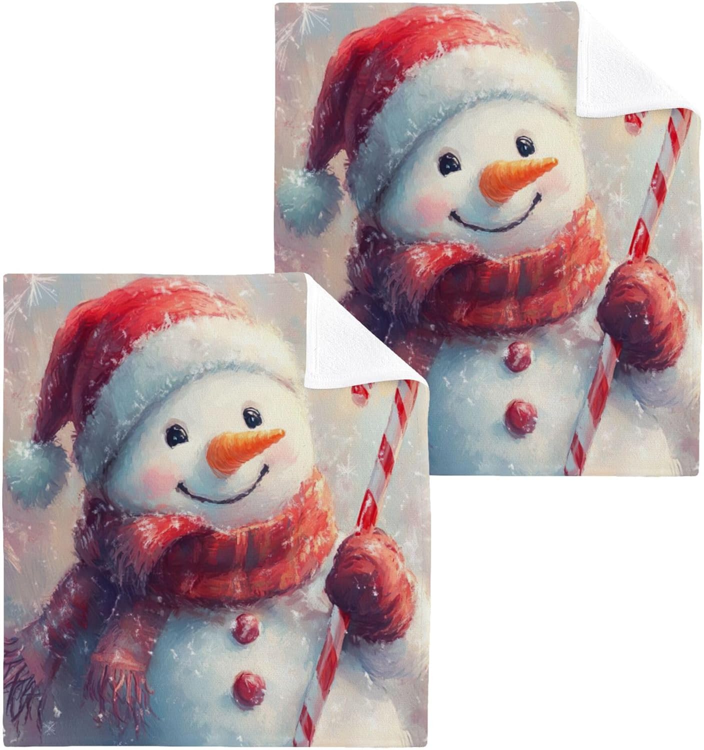 Xigua Cute Snowmen Washcloth Set Glowing-Fast Drying Towels for Hand Face