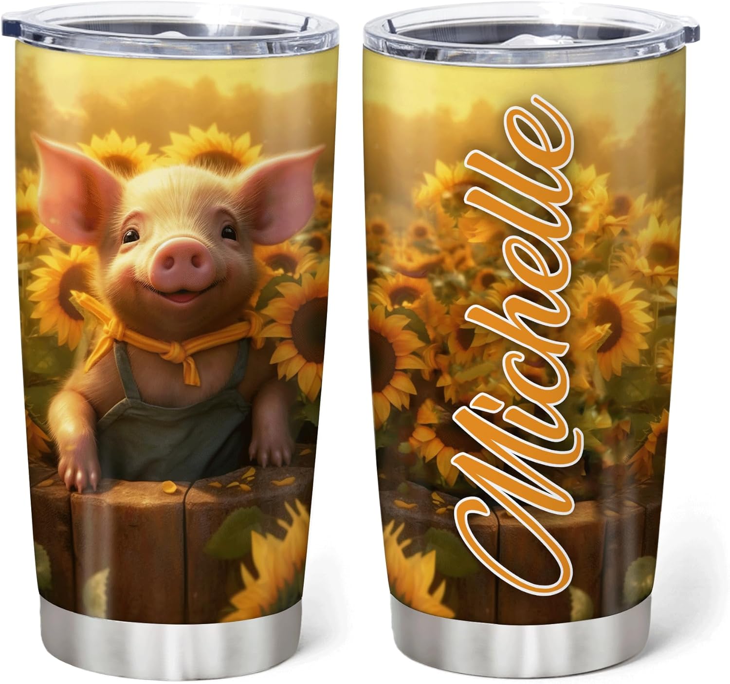 Hyturtle Personalized Pigs with Sunflowers Tumbler